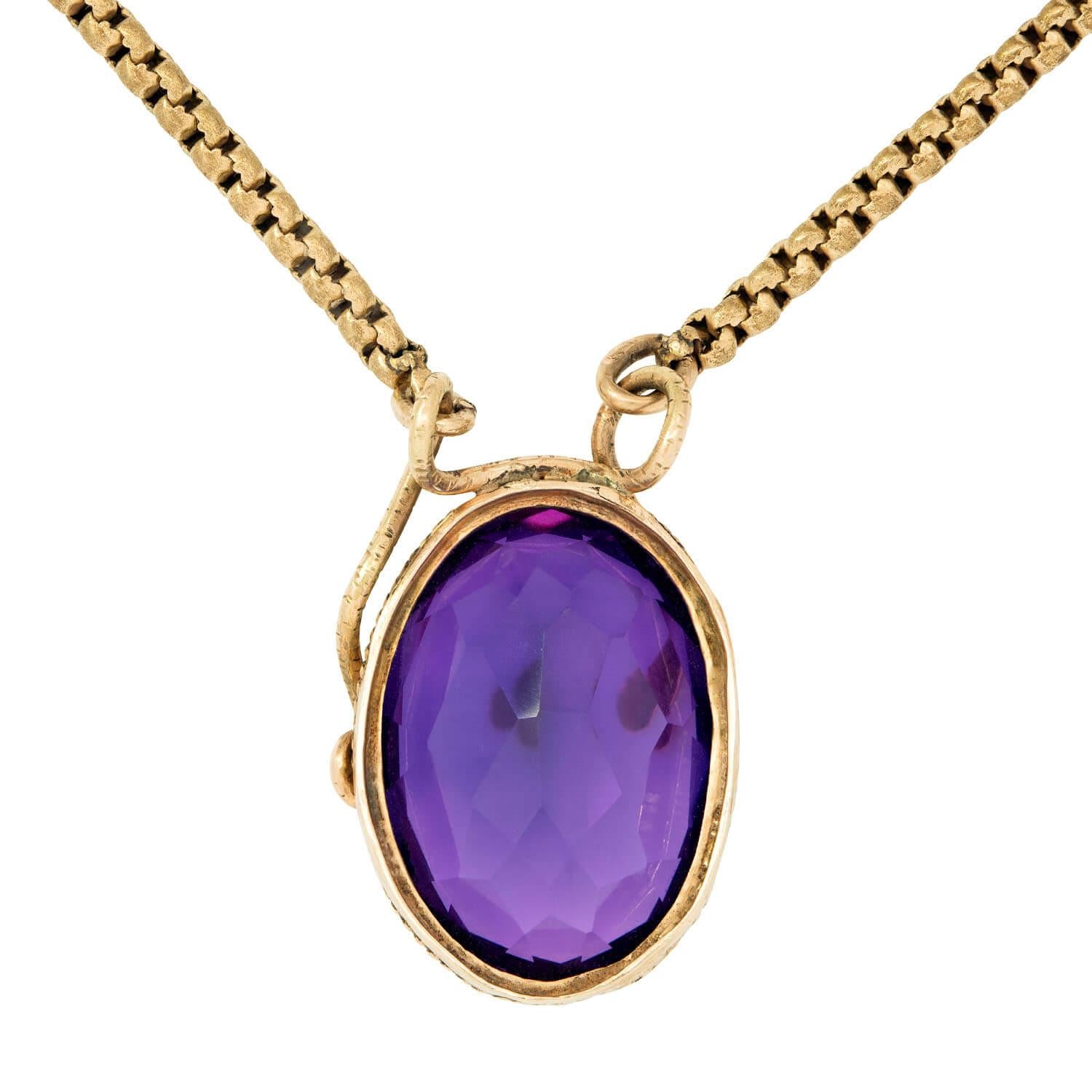 Victorian 14k Amethyst Snake Motif Necklace