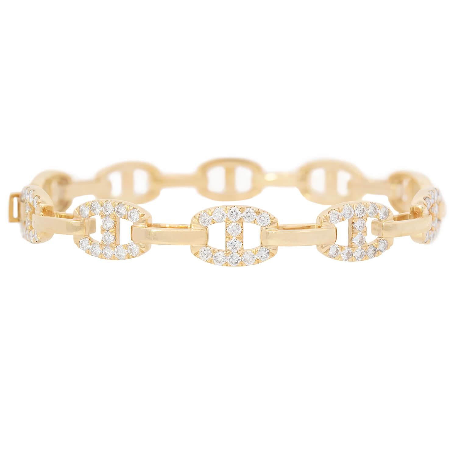 Estate 18k Diamond Anchor Link Bracelet