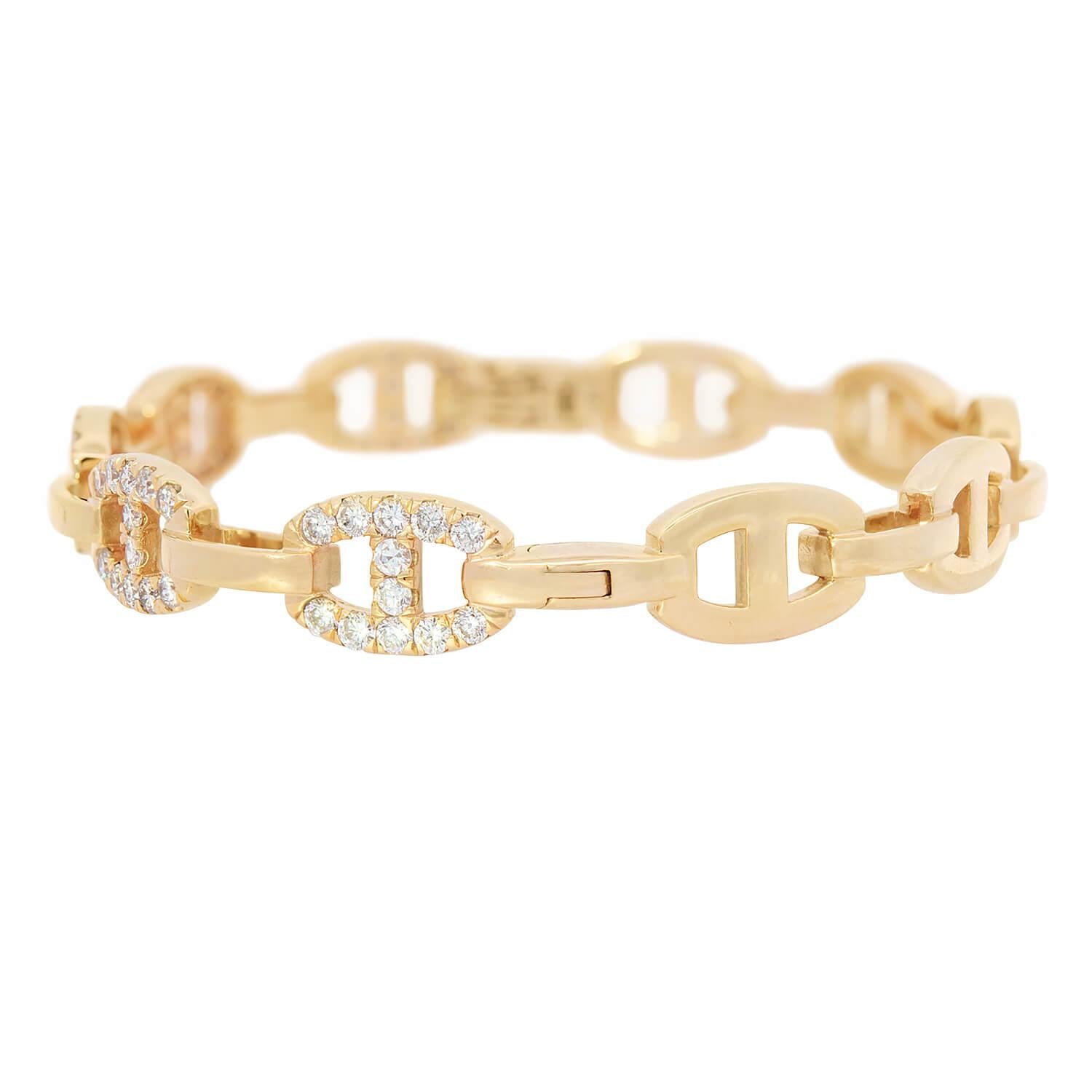 Estate 18k Diamond Anchor Link Bracelet