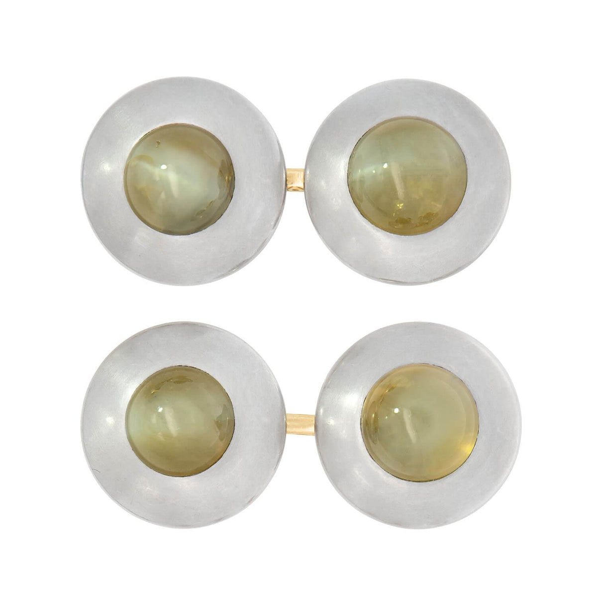 Edwardian 14k and Platinum Chrysoberyl 5 Piece Cufflink Set