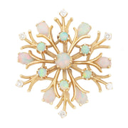 Retro 14k Opal and Diamond Snowflake Pin/Pendant