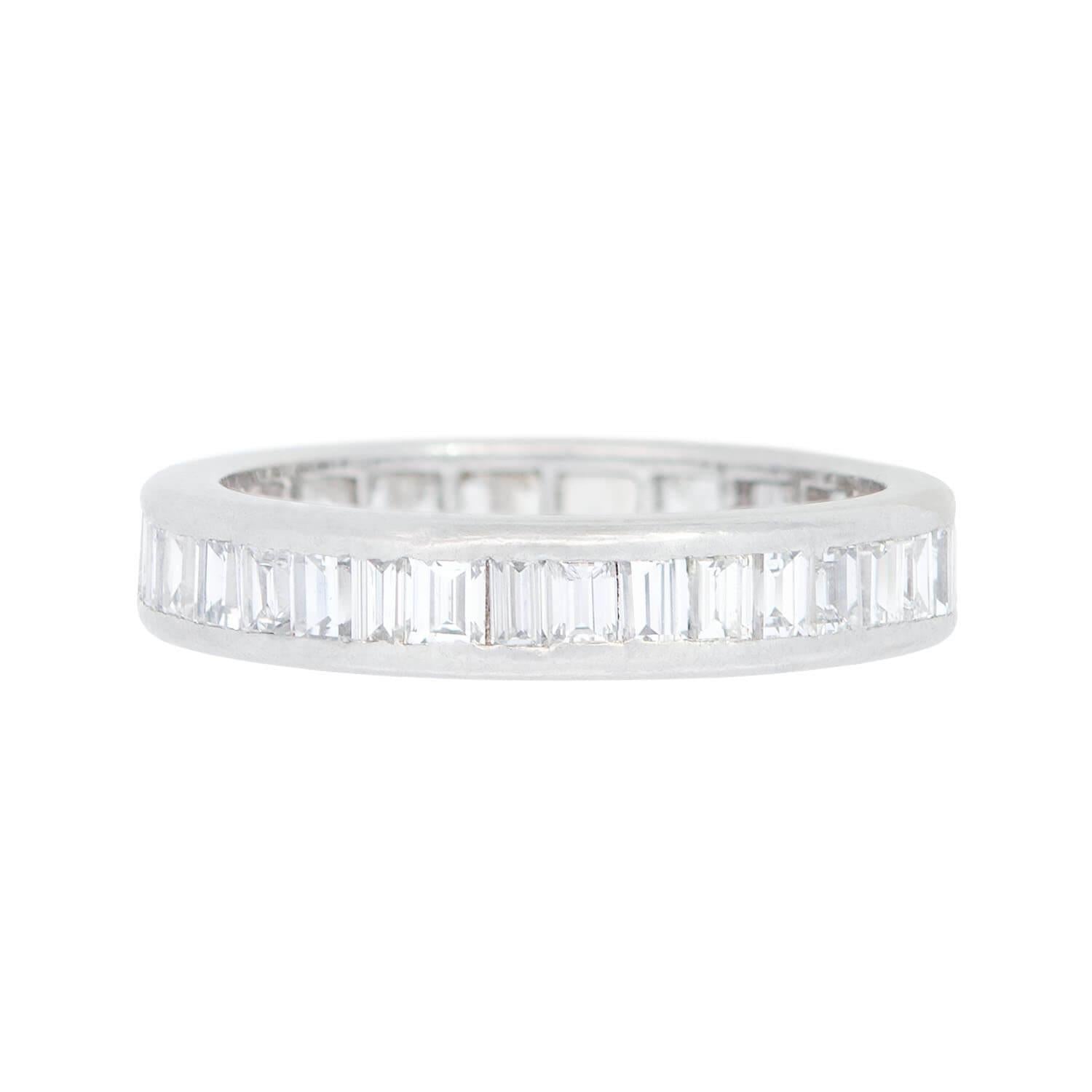 Art Deco Platinum Emerald Cut Diamond Eternity Band