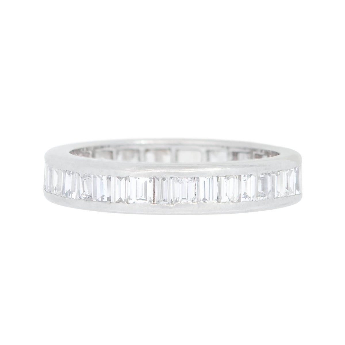 Art Deco Platinum Emerald Cut Diamond Eternity Band