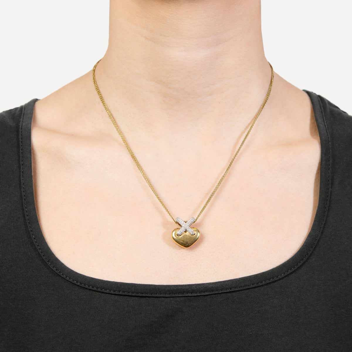 Estate 18k Diamond Heart Pendant Necklace