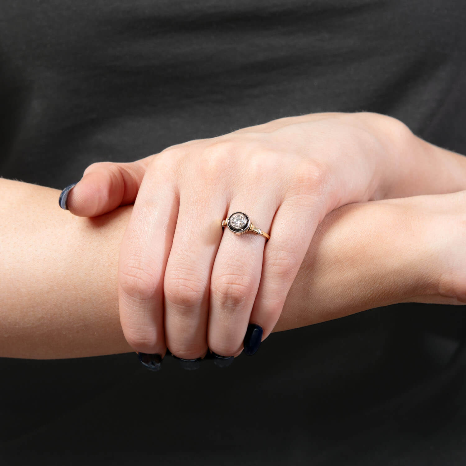 Edwardian 18K/Platinum Diamond and Sapphire Halo Ring