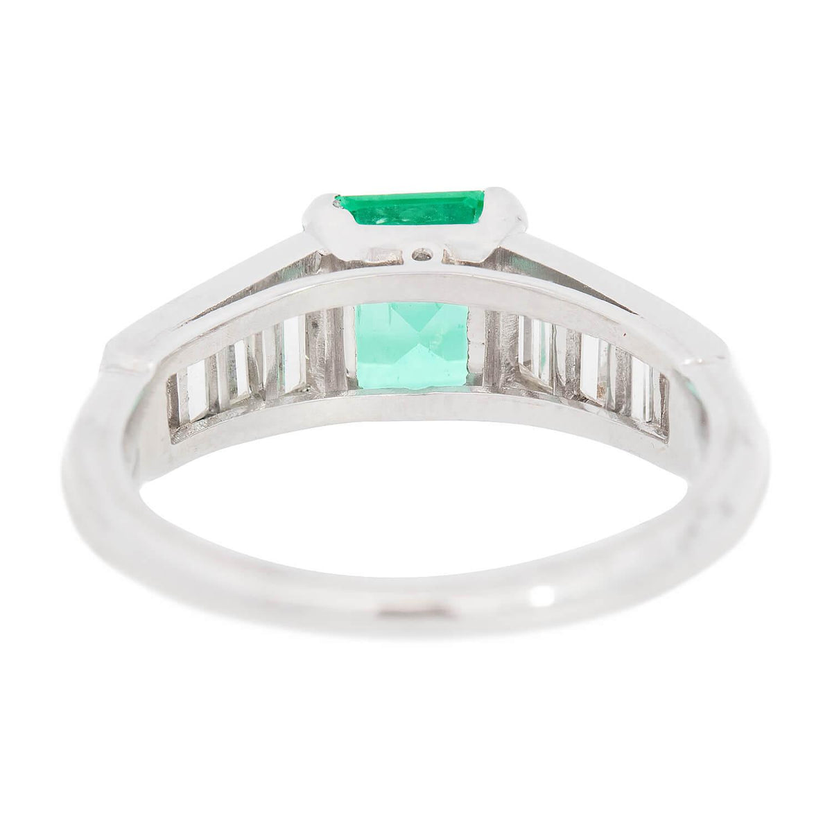 Art Deco Platinum Emerald and Diamond Ring
