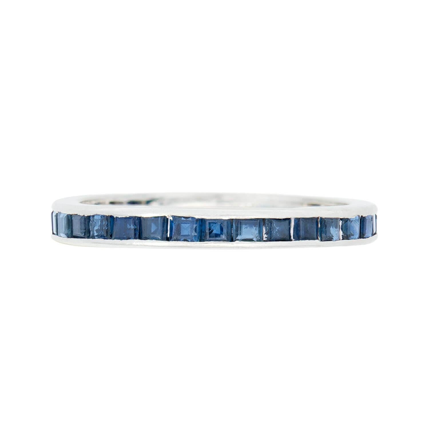 TIFFANY & CO Art Deco Platinum Sapphire Eternity Band