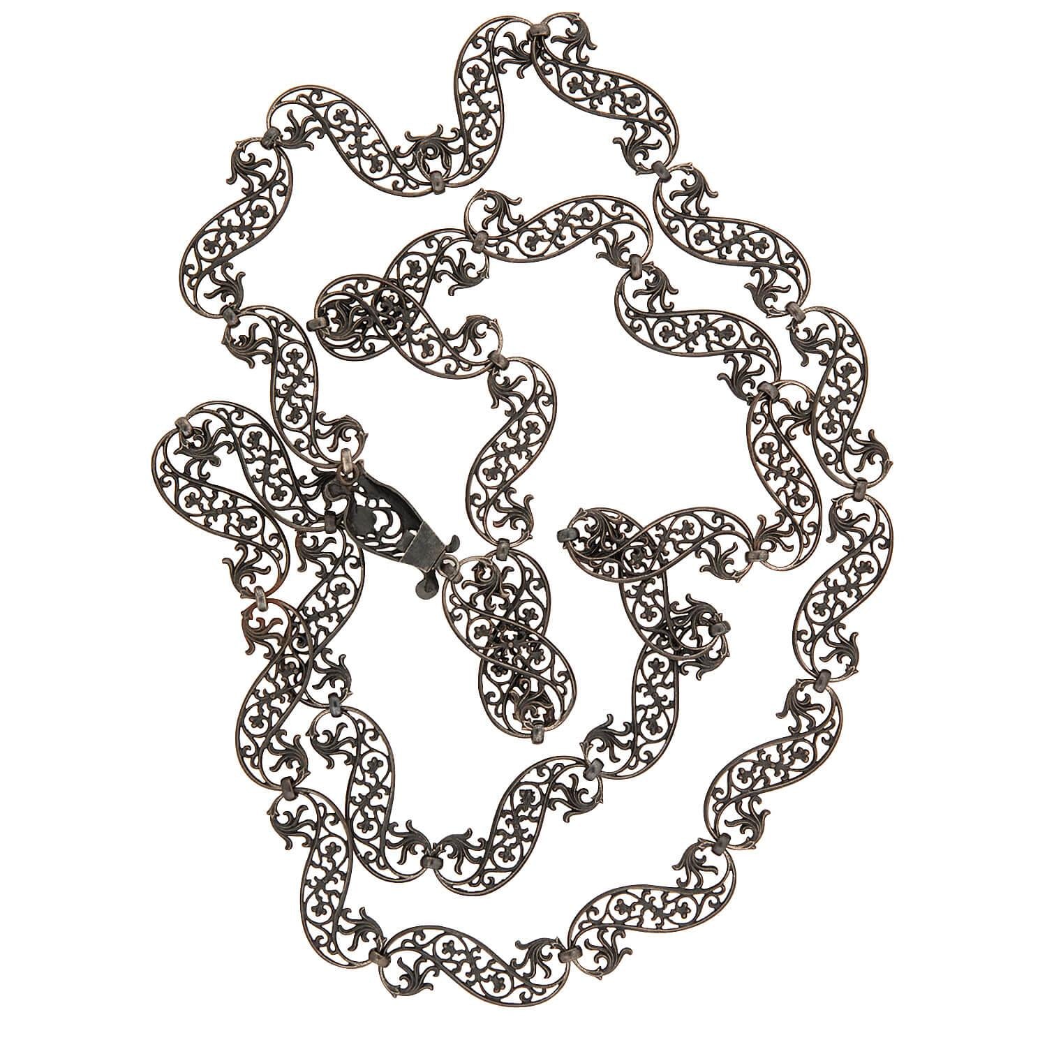 Georgian Berlin Iron Hand Wrought Chain Necklace 38"