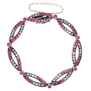 Victorian French 18k/Sterling Silver Ruby and Diamond Bracelet