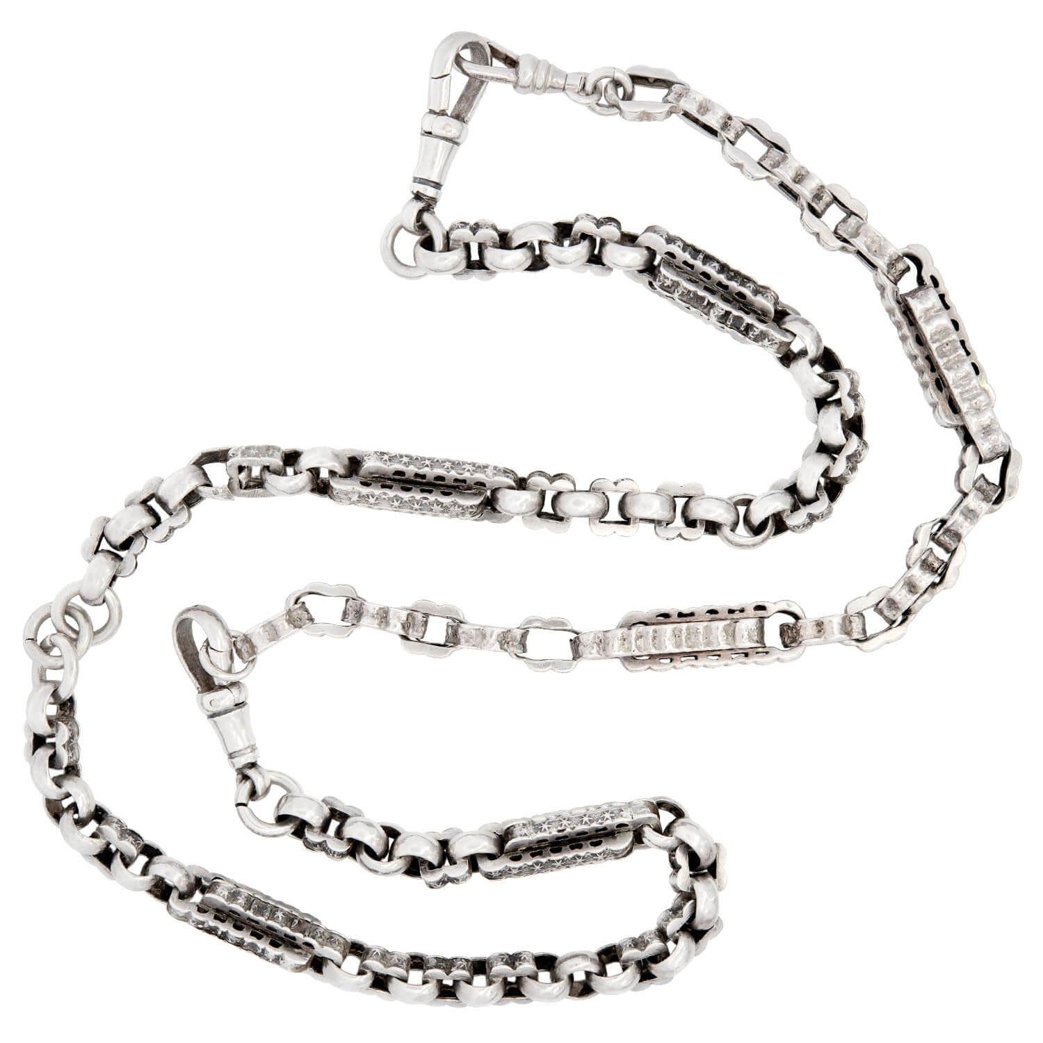 Victorian Sterling Silver Etruscan Chain 23"