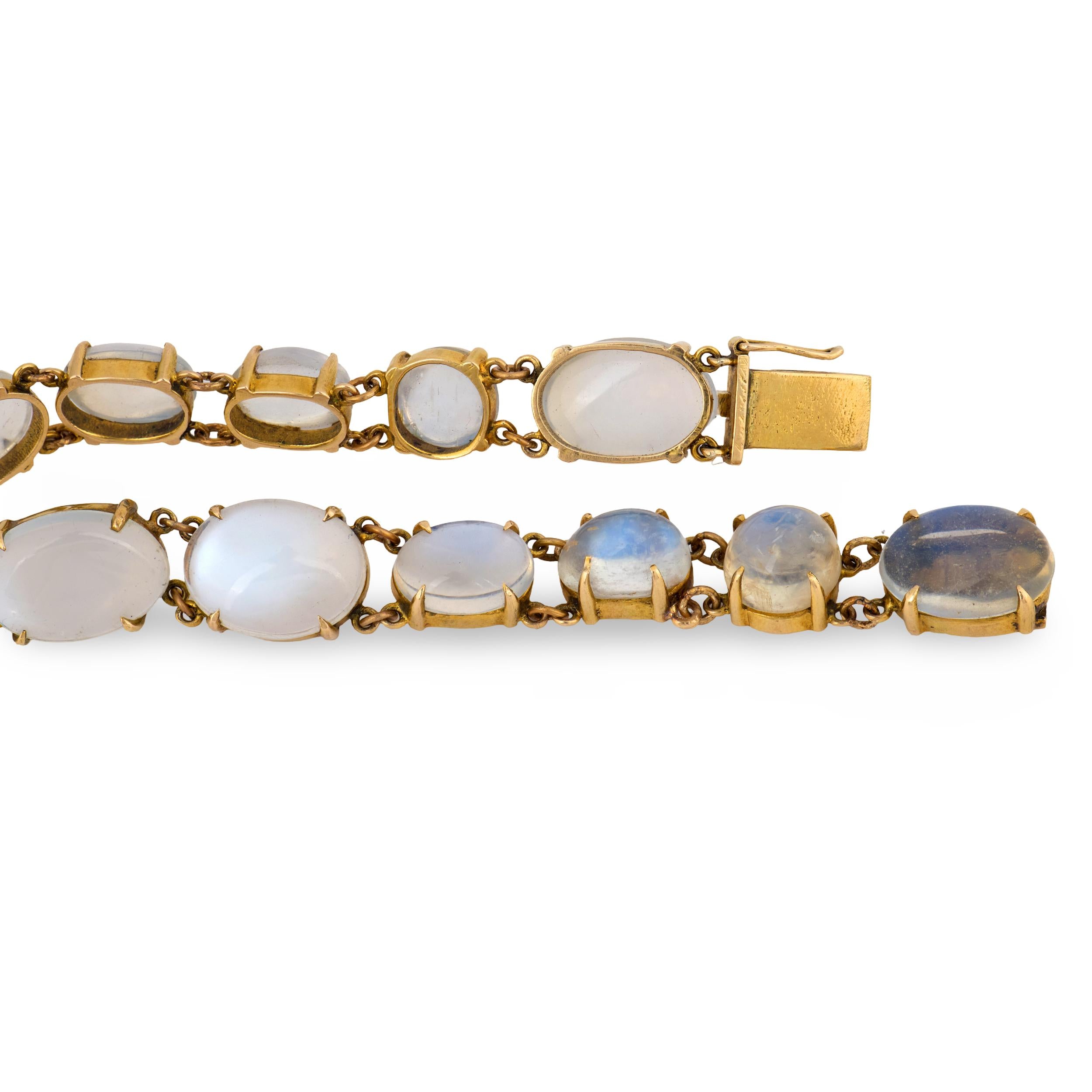 Victorian 14k Moonstone Link Bracelet
