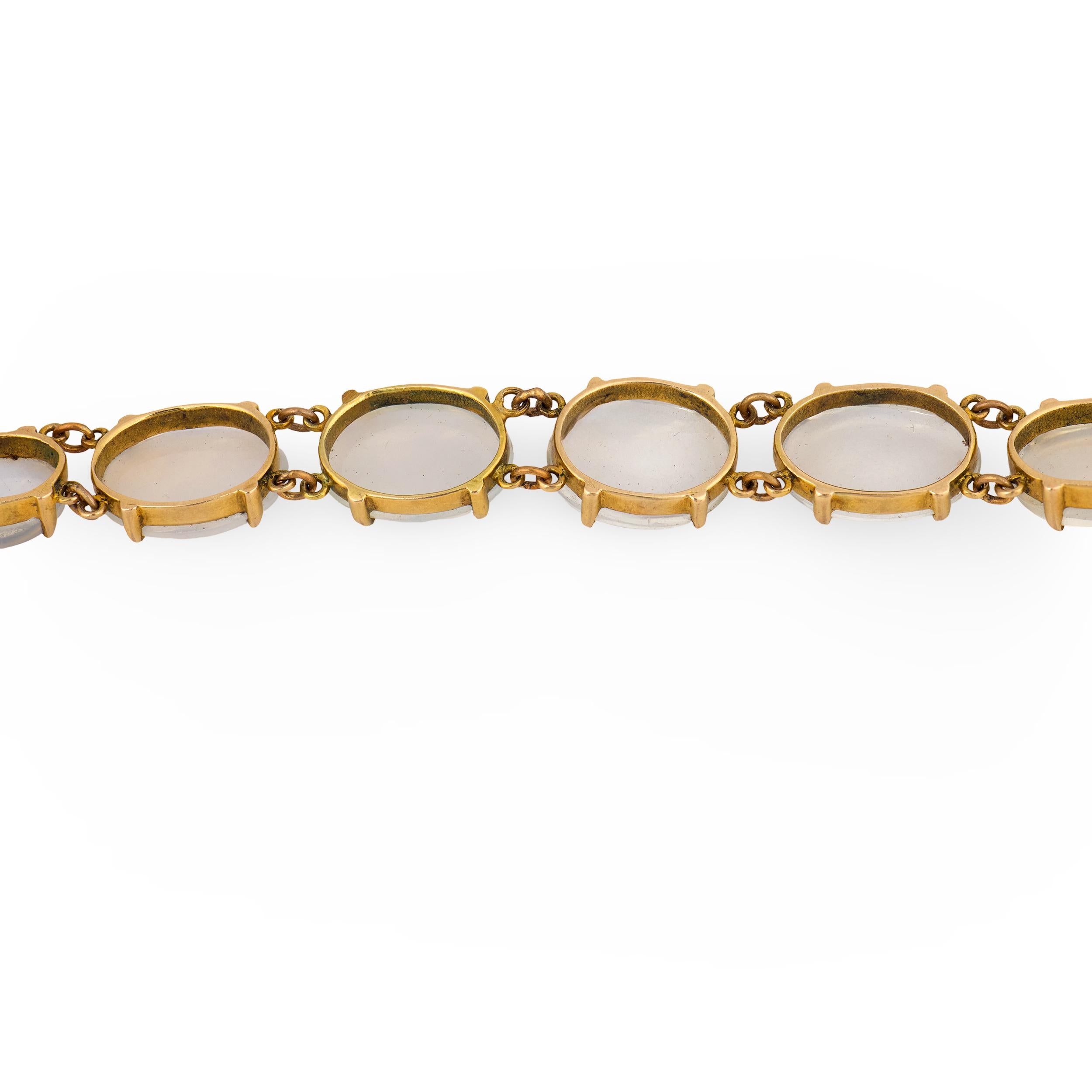 Victorian 14k Moonstone Link Bracelet