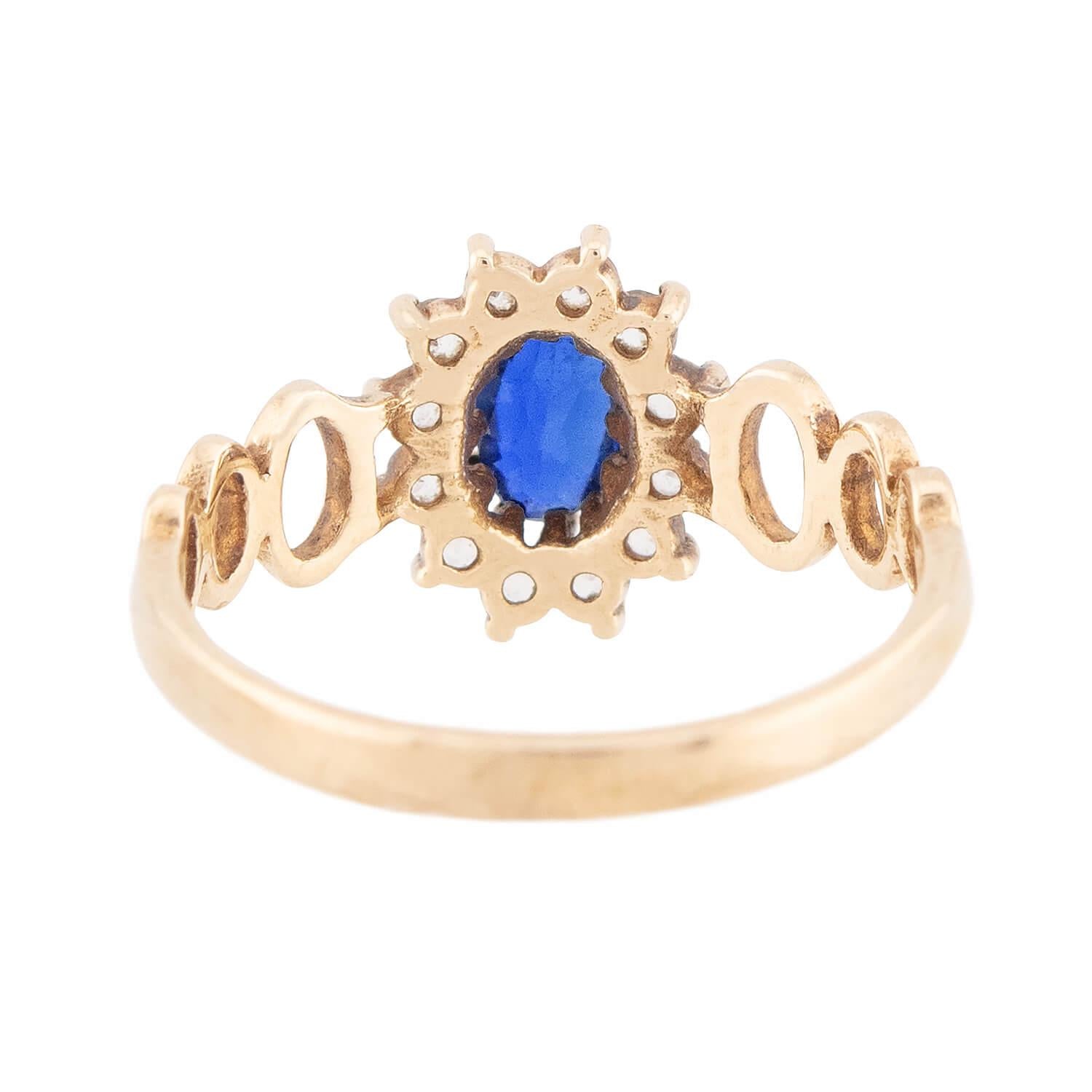 Victorian 9k Sapphire and Diamond Halo Ring