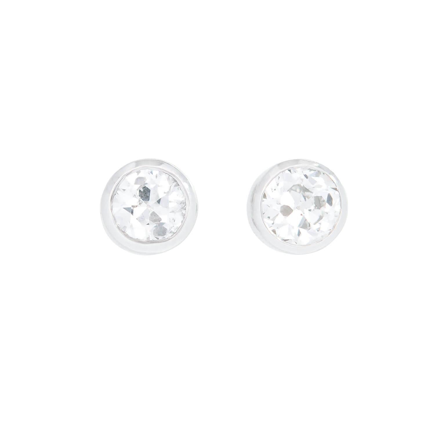 Estate 14k/Platinum Diamond Stud Earrings