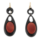 Victorian Sterling Silver and Jet Carnelian Earrings