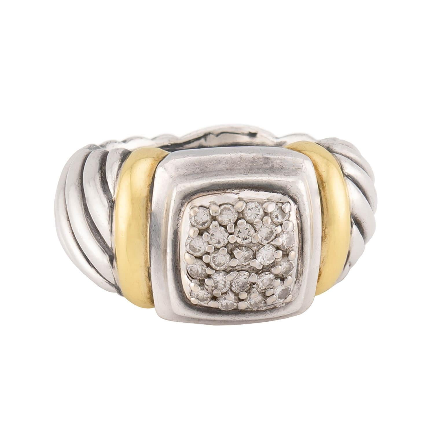 DAVID YURMAN Estate 18k & Sterling Silver Pavé Ring