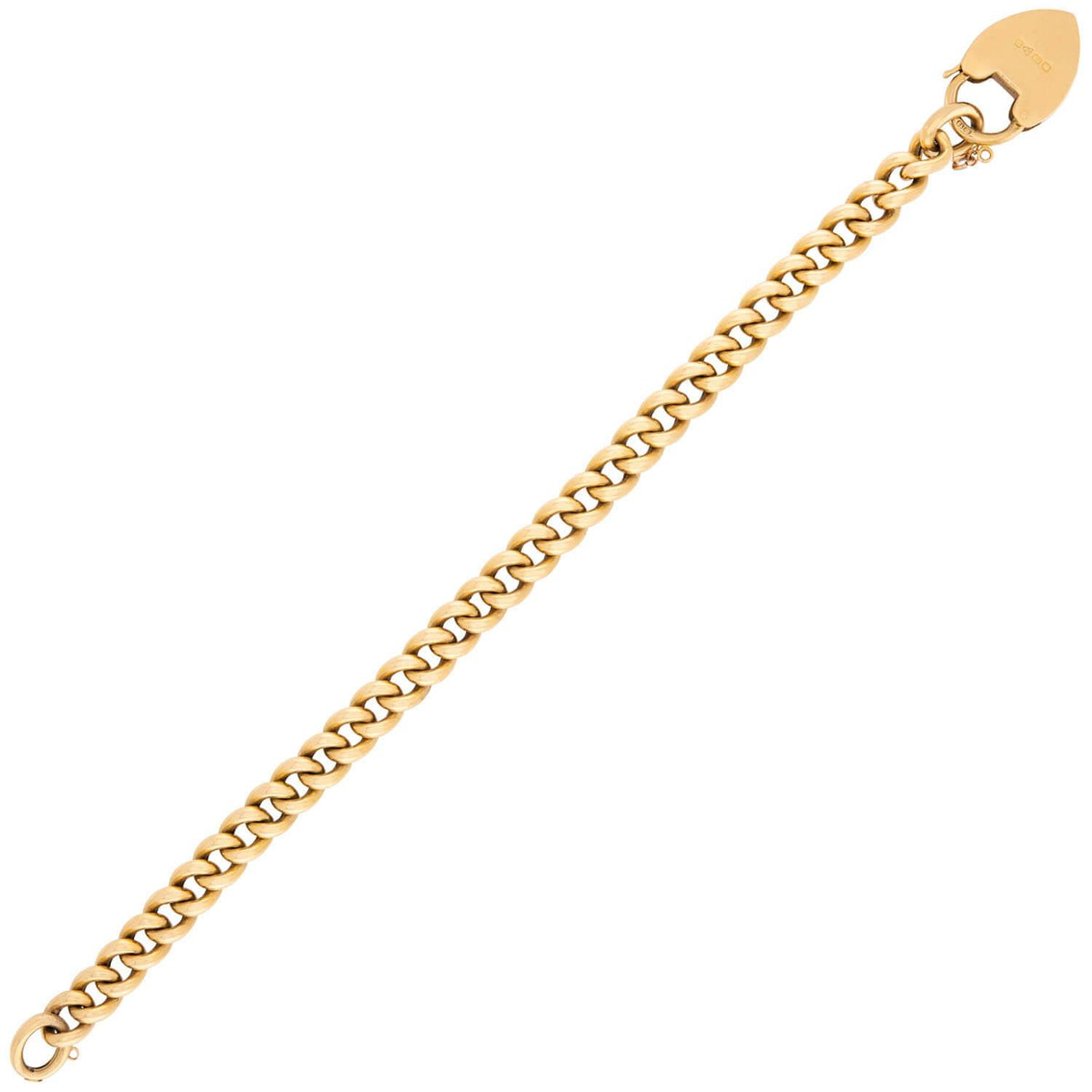 Victorian English 18k Cuban Link Heart Padlock Bracelet