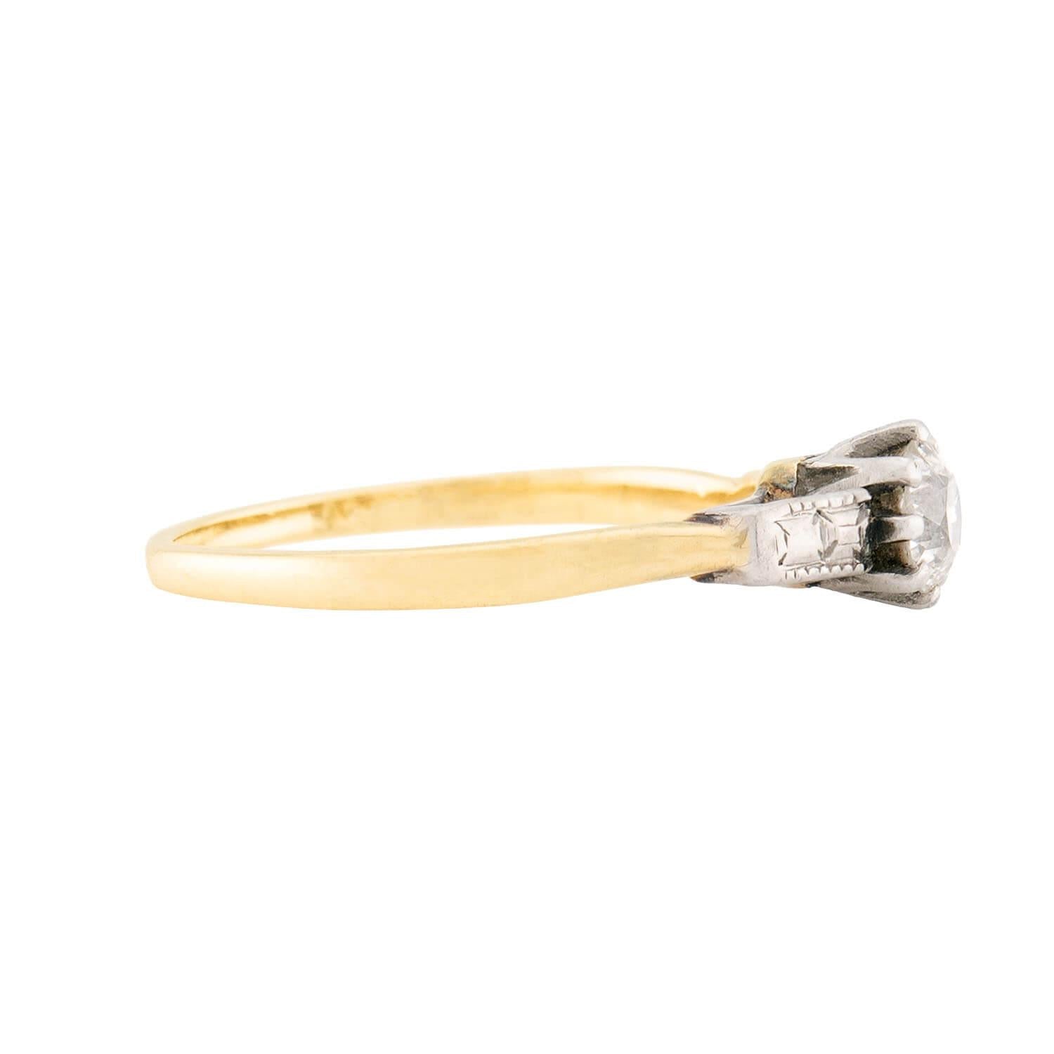 Art Deco 18k & Platinum Diamond Engagement Ring 0.38ct