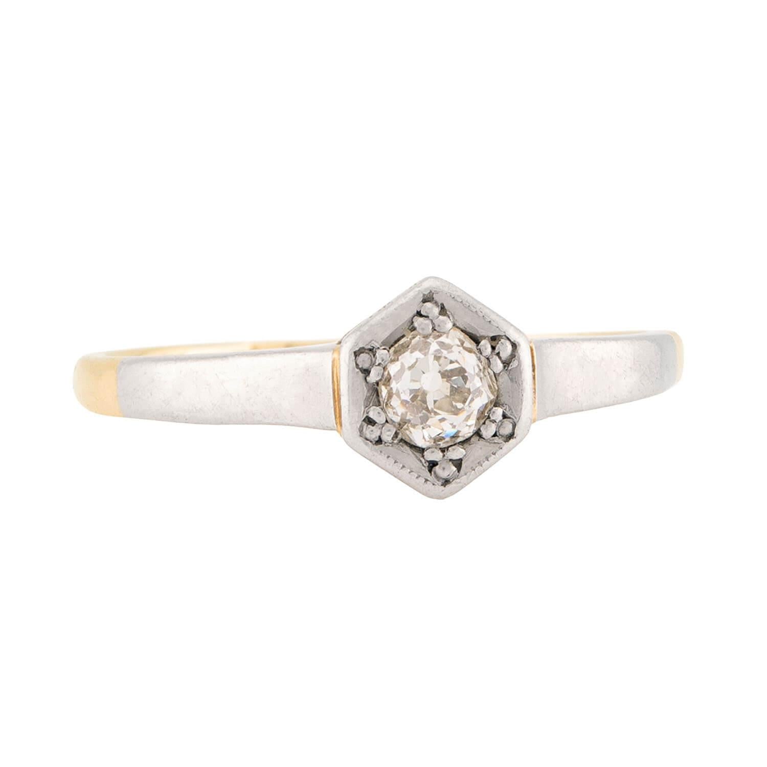 Edwardian 18k & Platinum Diamond Engagement Ring .20ct