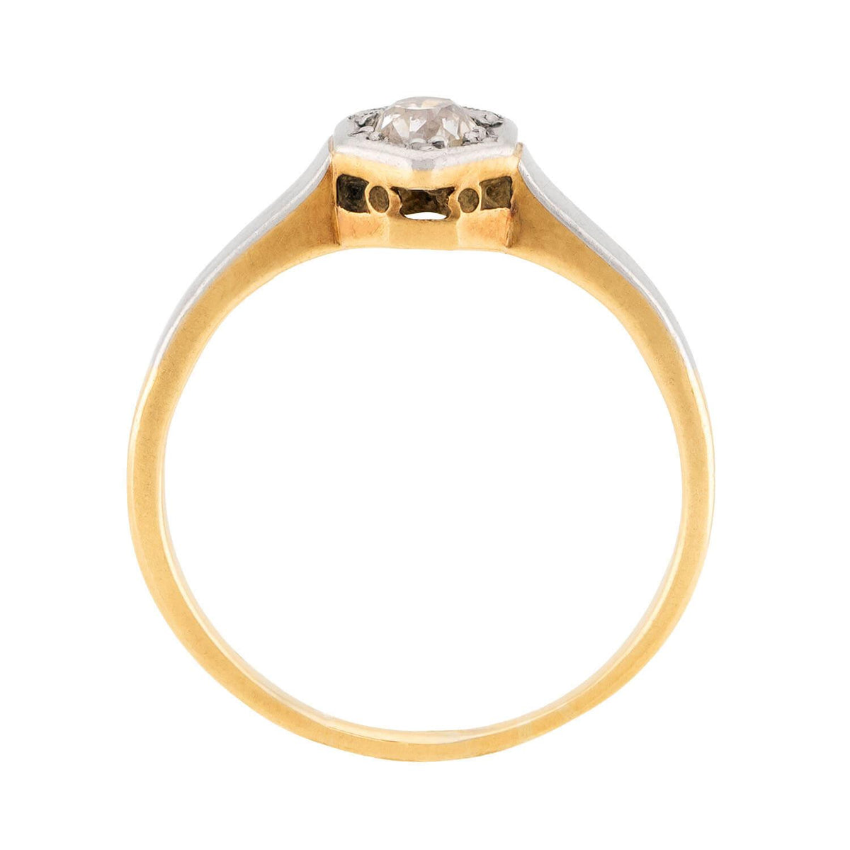 Edwardian 18k & Platinum Diamond Engagement Ring .20ct