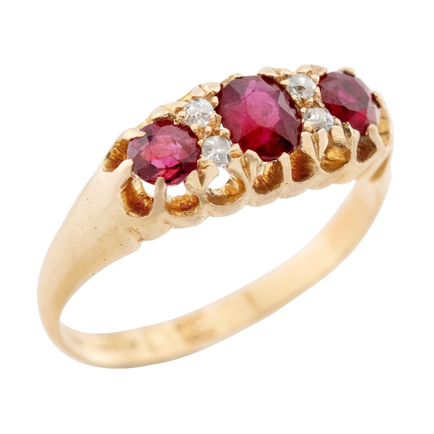 Late Victorian 18k Ruby & Diamond Ring