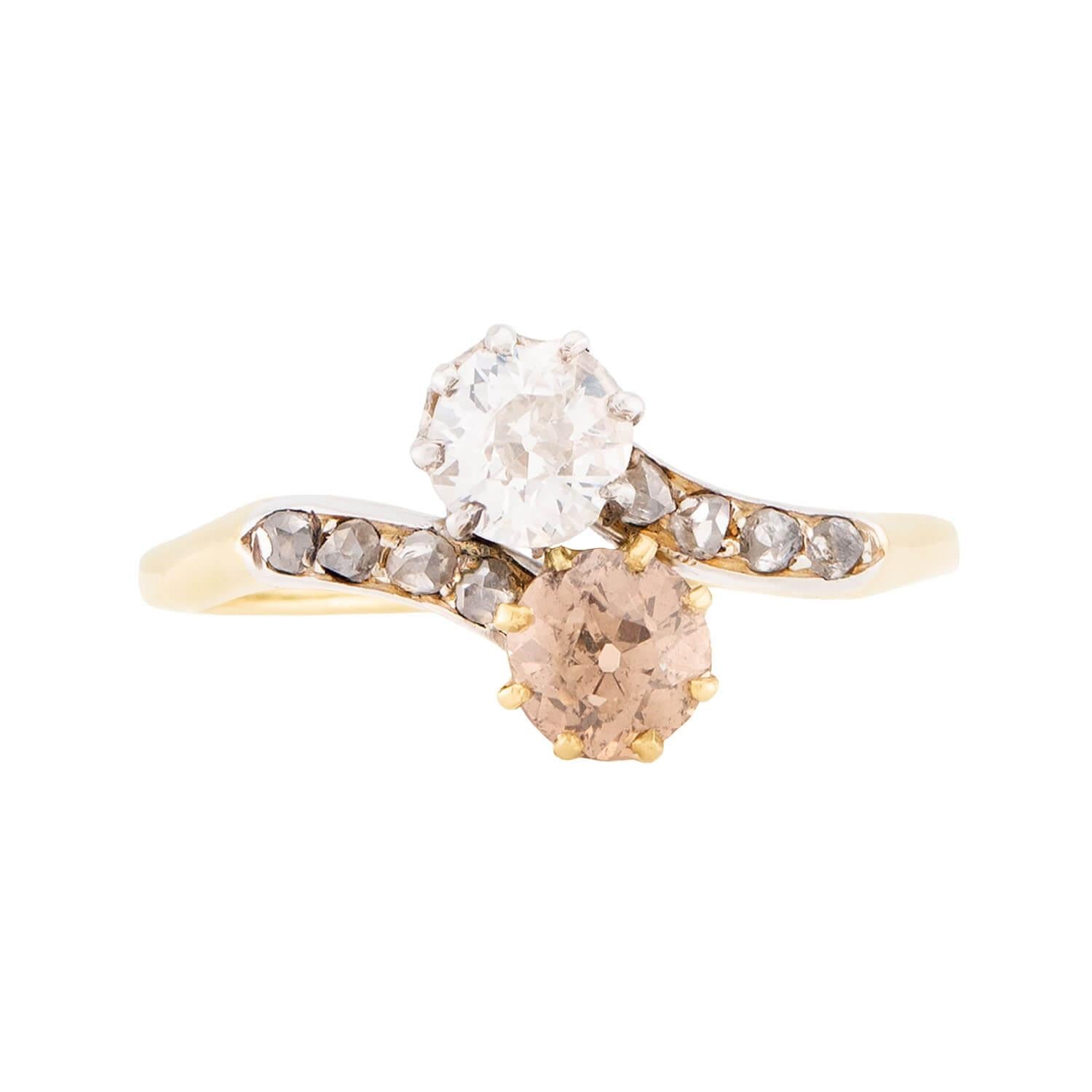 Edwardian 18k Diamond Moi Et Toi Ring