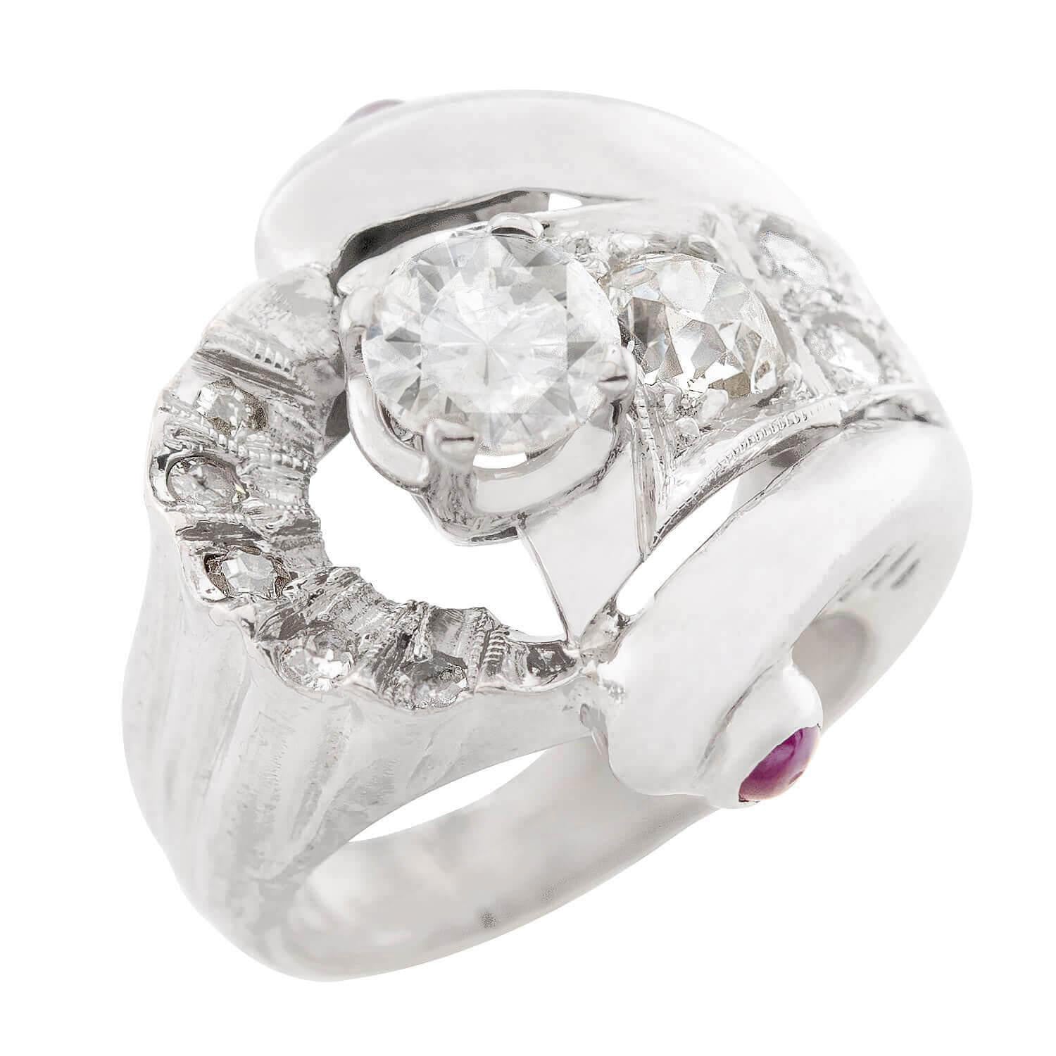 Retro 14k Diamond and Sapphire Statement Ring