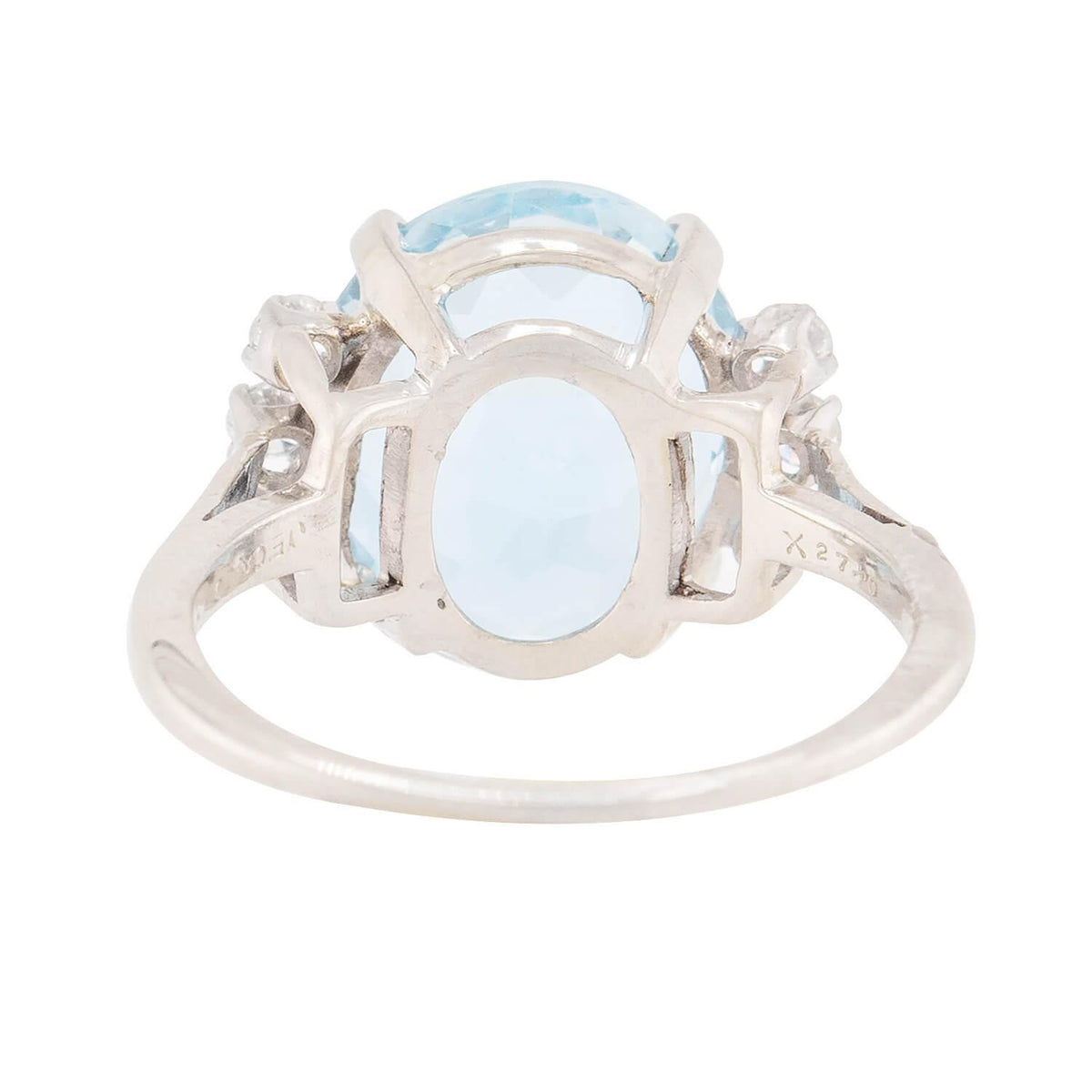 J.E. CALDWELL Vintage 14k Aqua and Diamond Ring 10ct