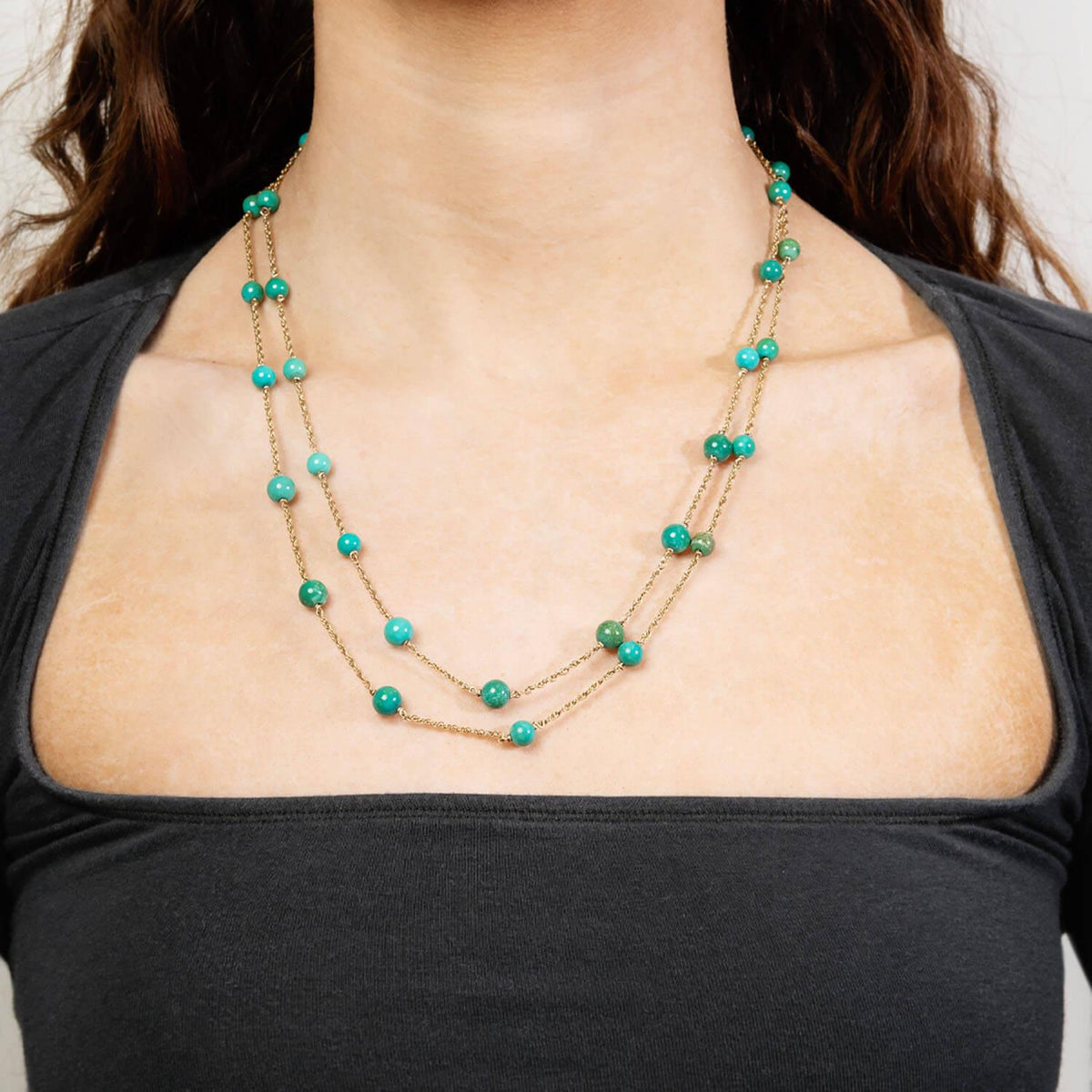 Retro 14k Amazonite Bead Necklace
