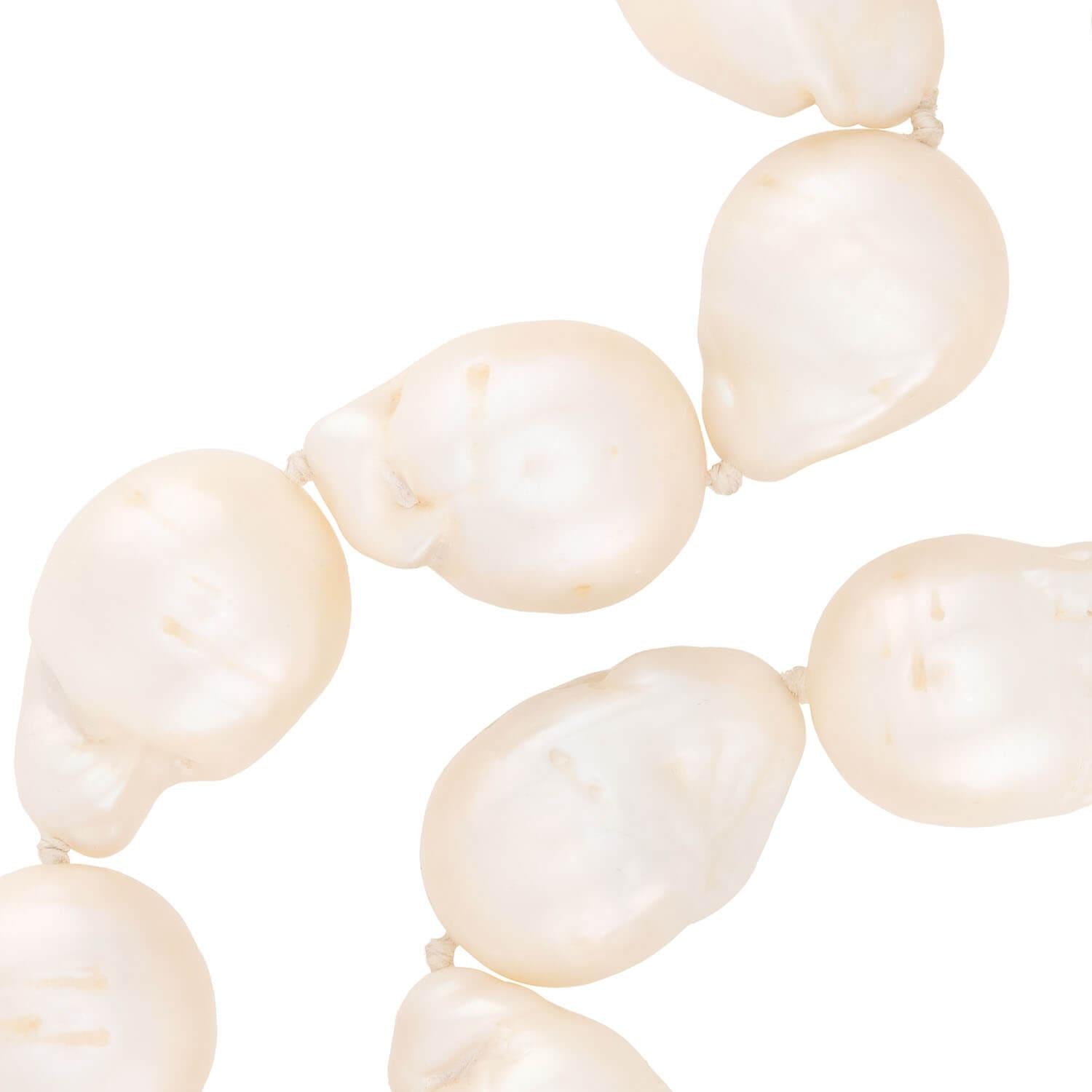 Estate 18k Baroque Pearl and Diamond Necklace