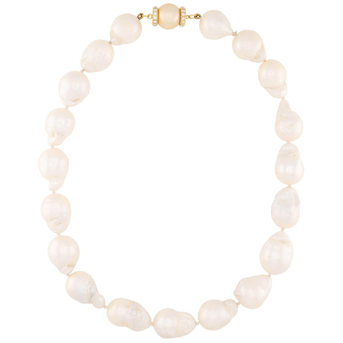 Estate 18k Baroque Pearl and Diamond Necklace