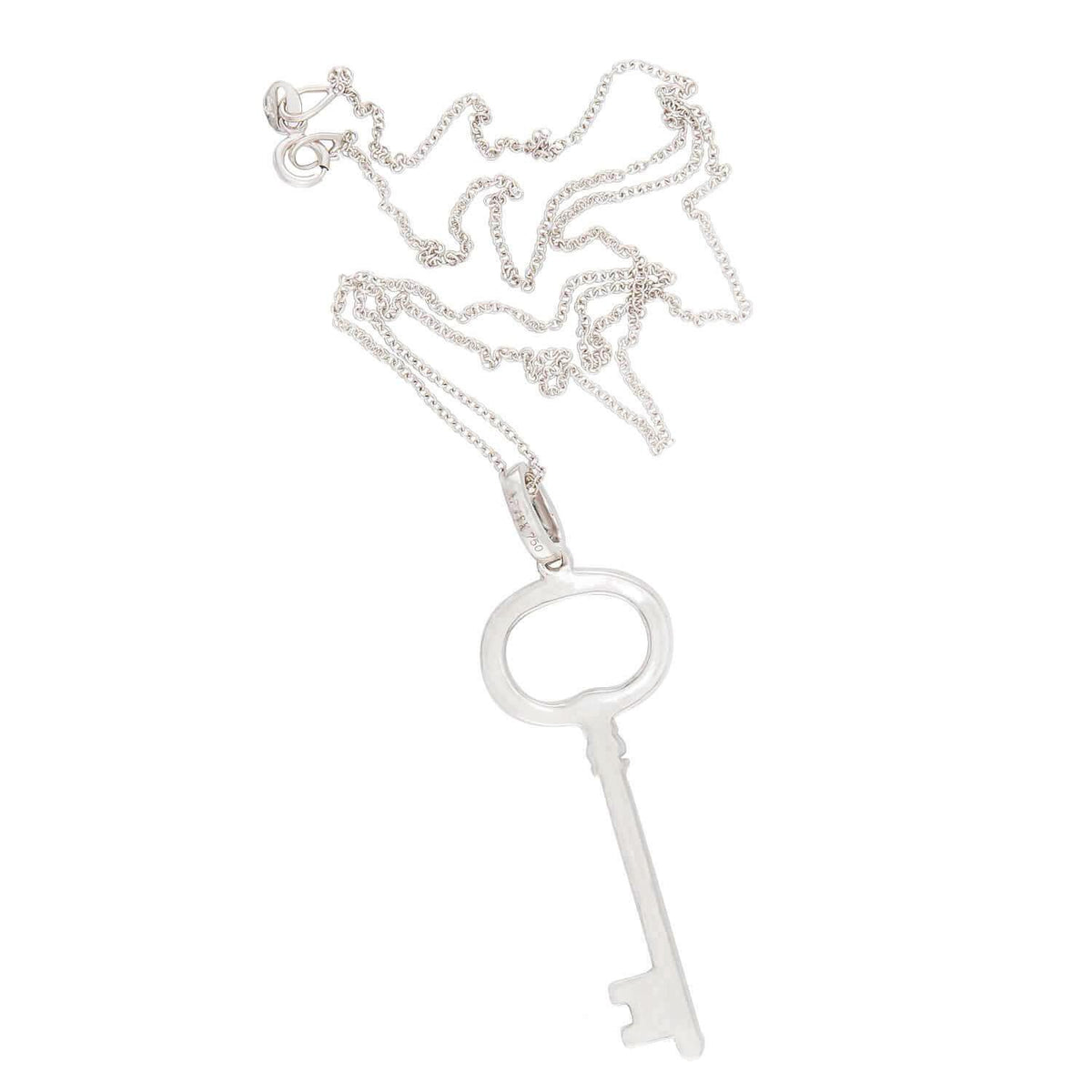 Estate 18k Diamond Key Pendant Necklace