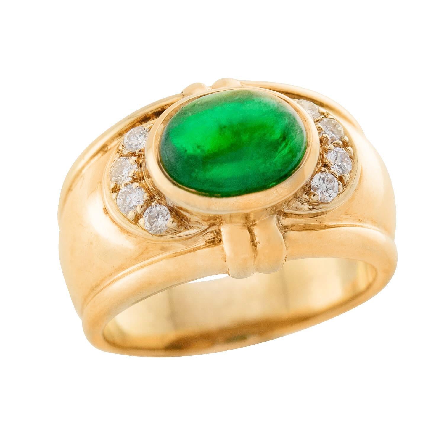 Estate 18k Emerald and Diamond Ring