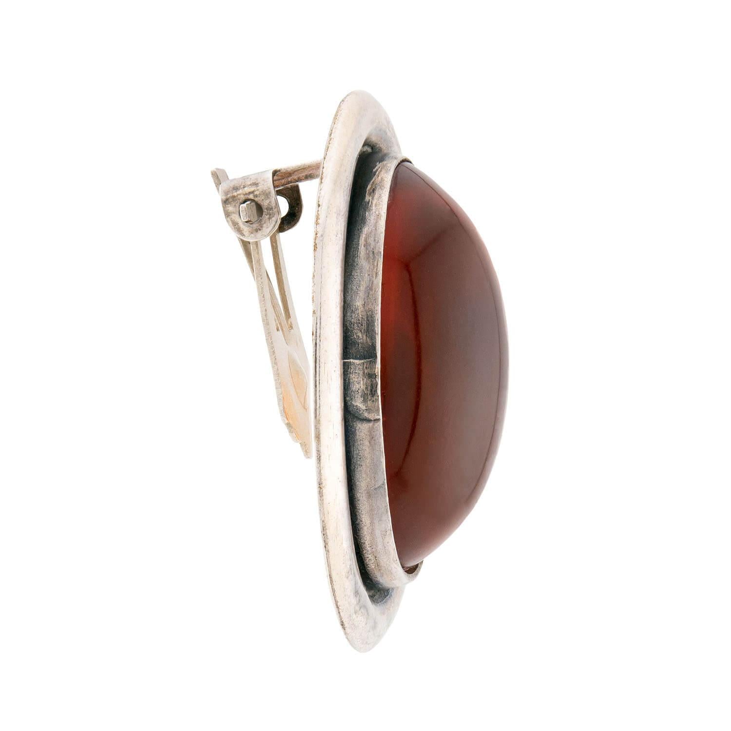 Retro Danish Sterling Silver Baltic Amber Earrings