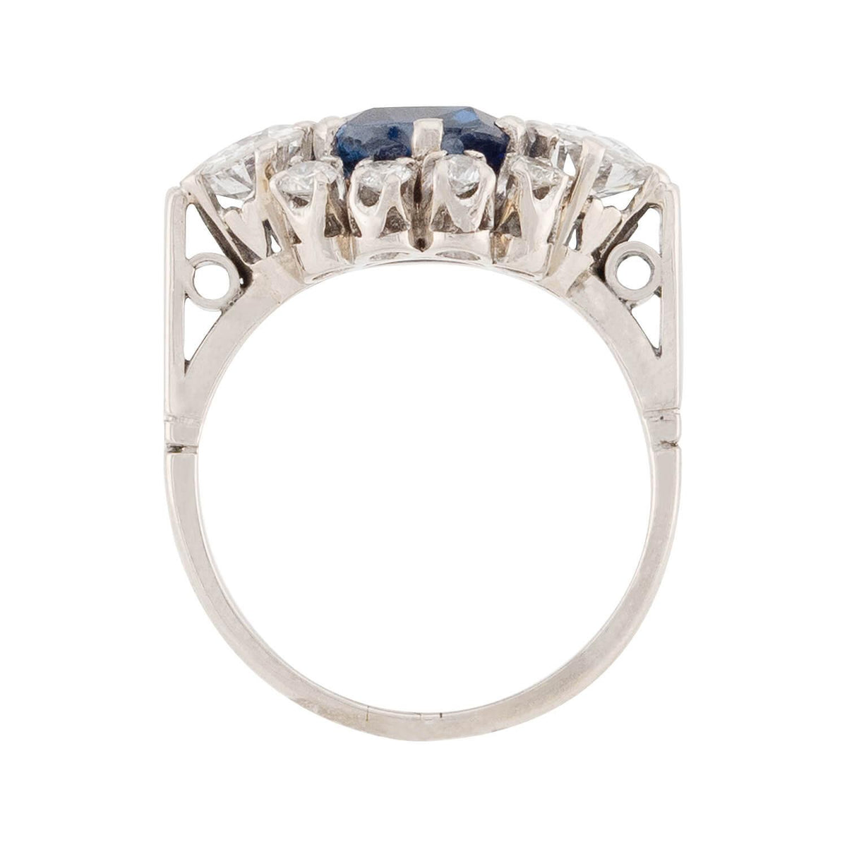 Art Deco 14k AGL Sapphire and Diamond Ring