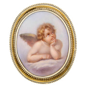 Victorian 10k Porcelain Cherub Pin/Pendant