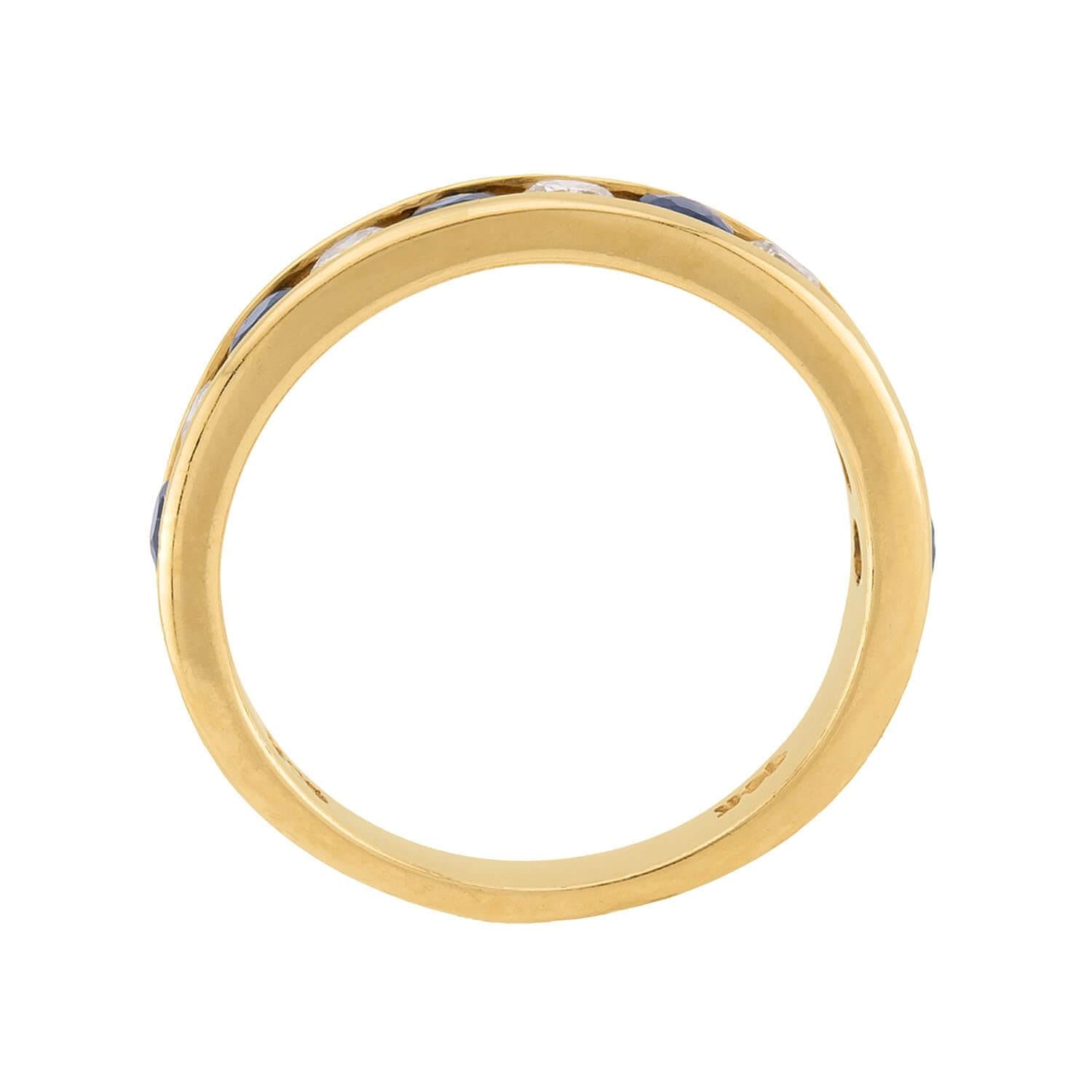 Estate 14k Diamond and Sapphire Half Band