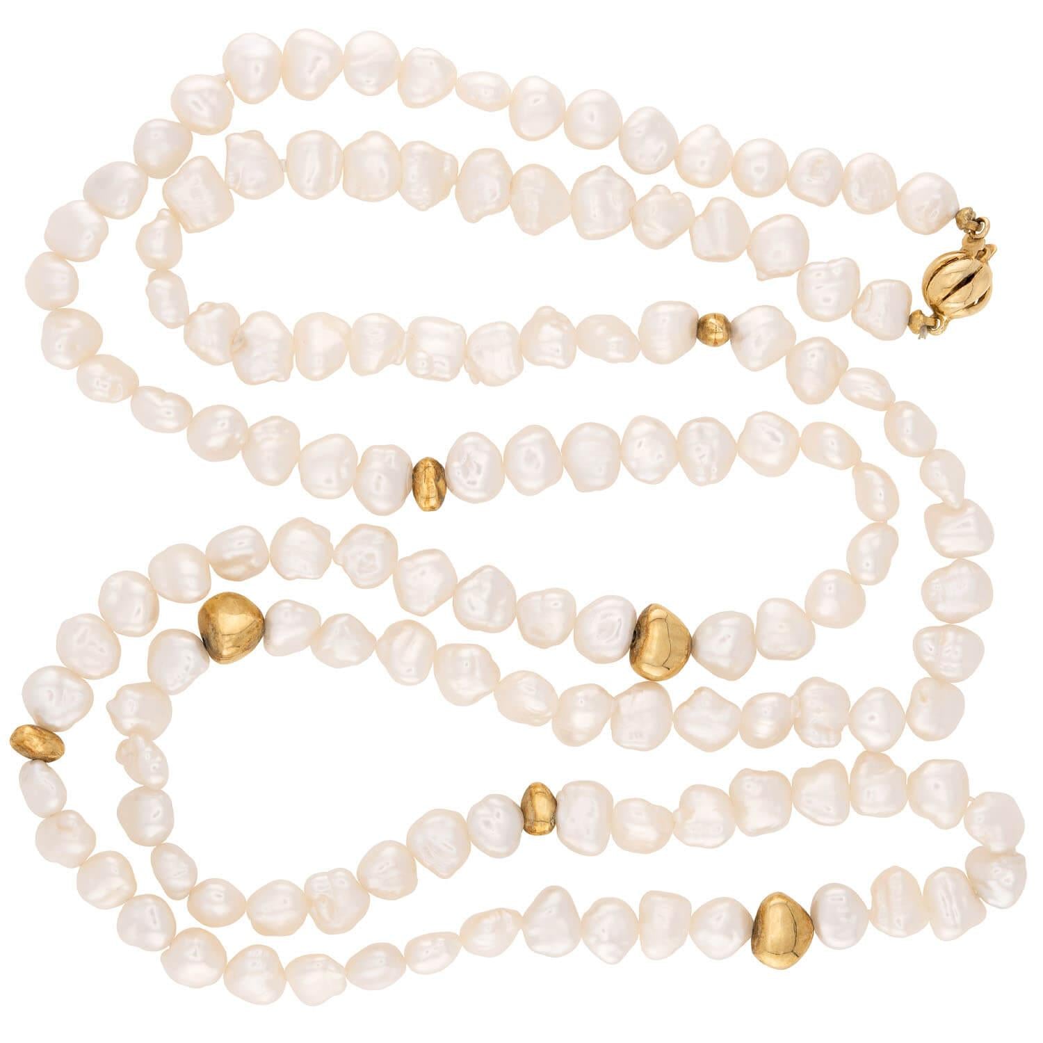 Estate 18k/14k Pearl Necklace 34"