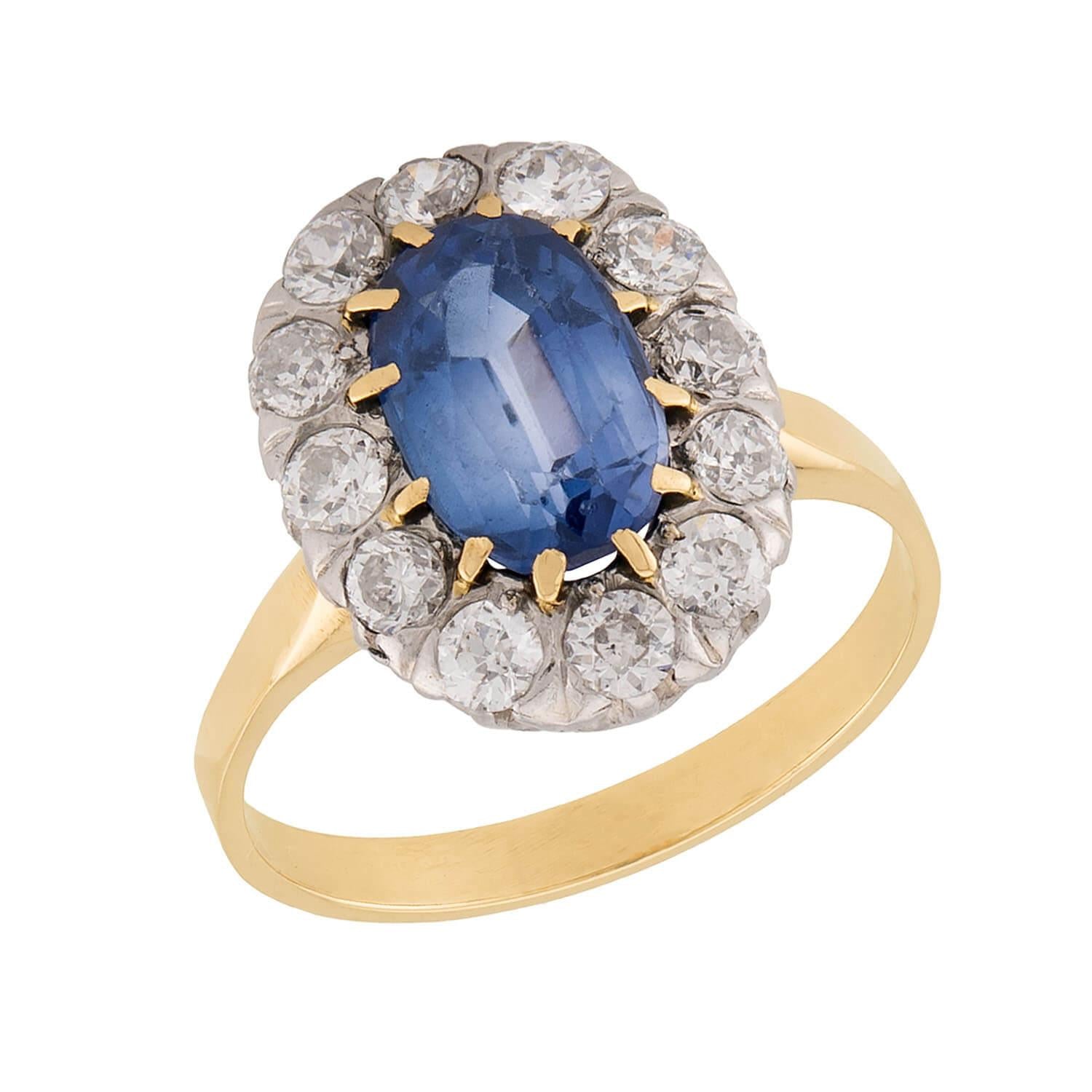 Edwardian Platinum/14k Sapphire & Diamond Halo Ring