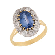 Edwardian Platinum/14k Sapphire & Diamond Halo Ring