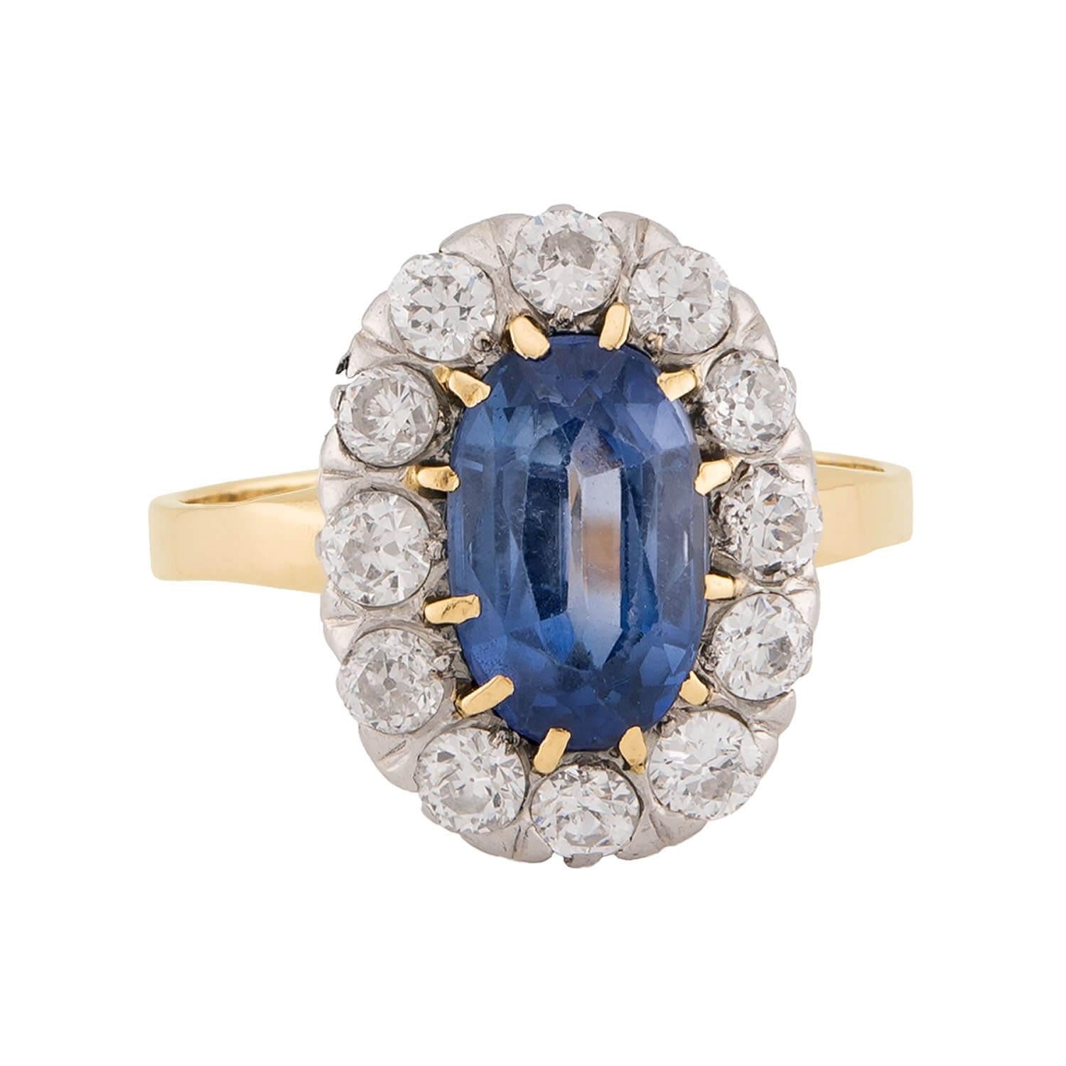 Edwardian Platinum/14k Sapphire & Diamond Halo Ring