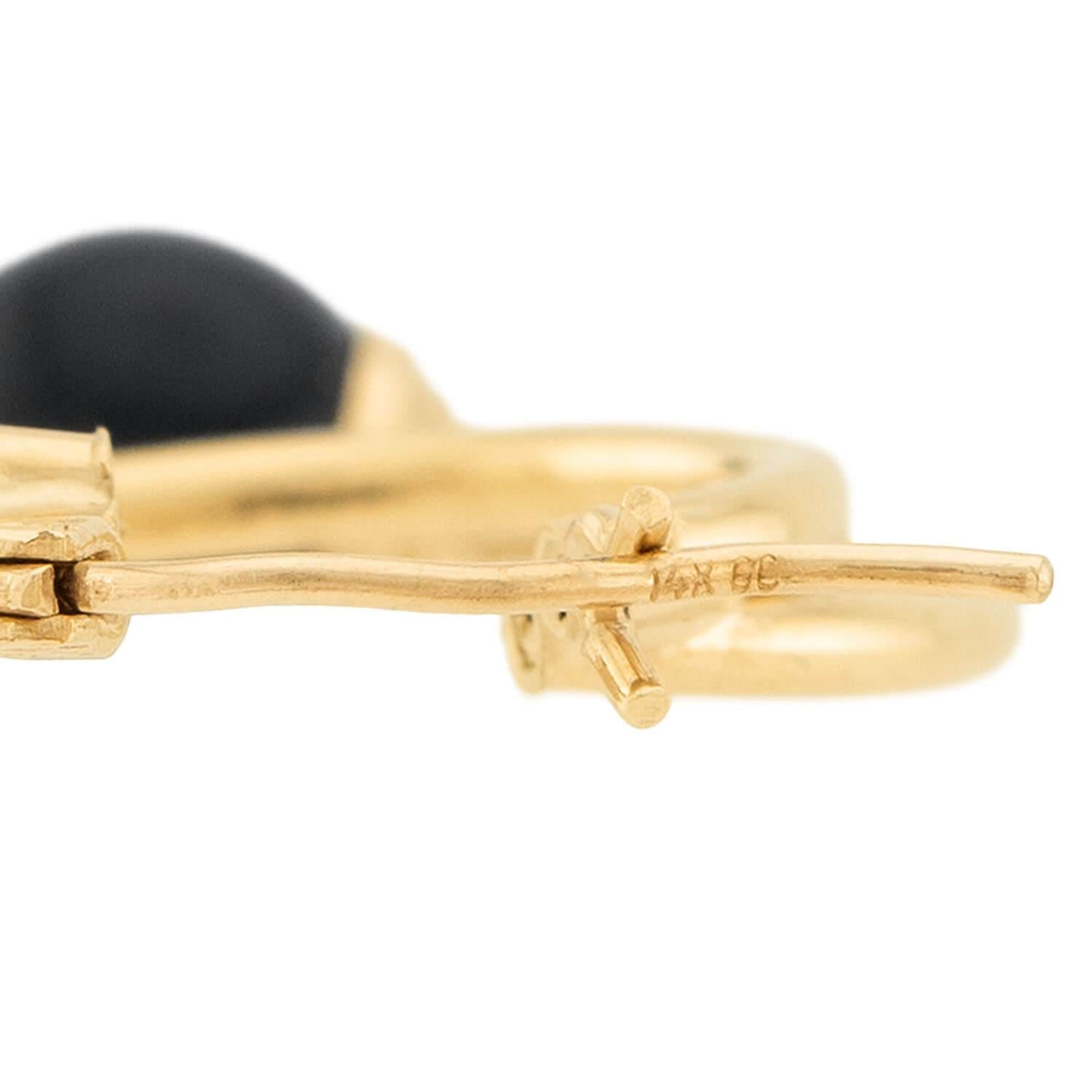 Estate 14k Onyx Double Hoop Earrings