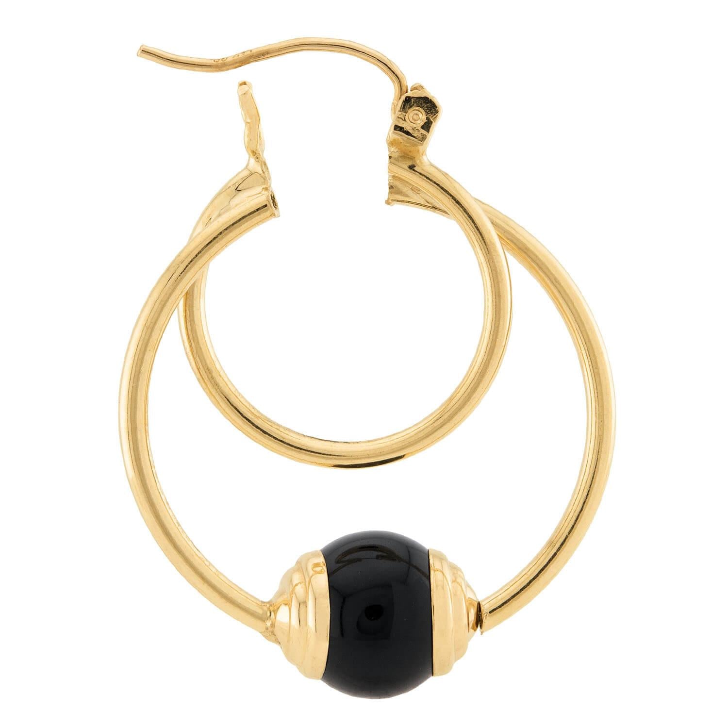 Estate 14k Onyx Double Hoop Earrings