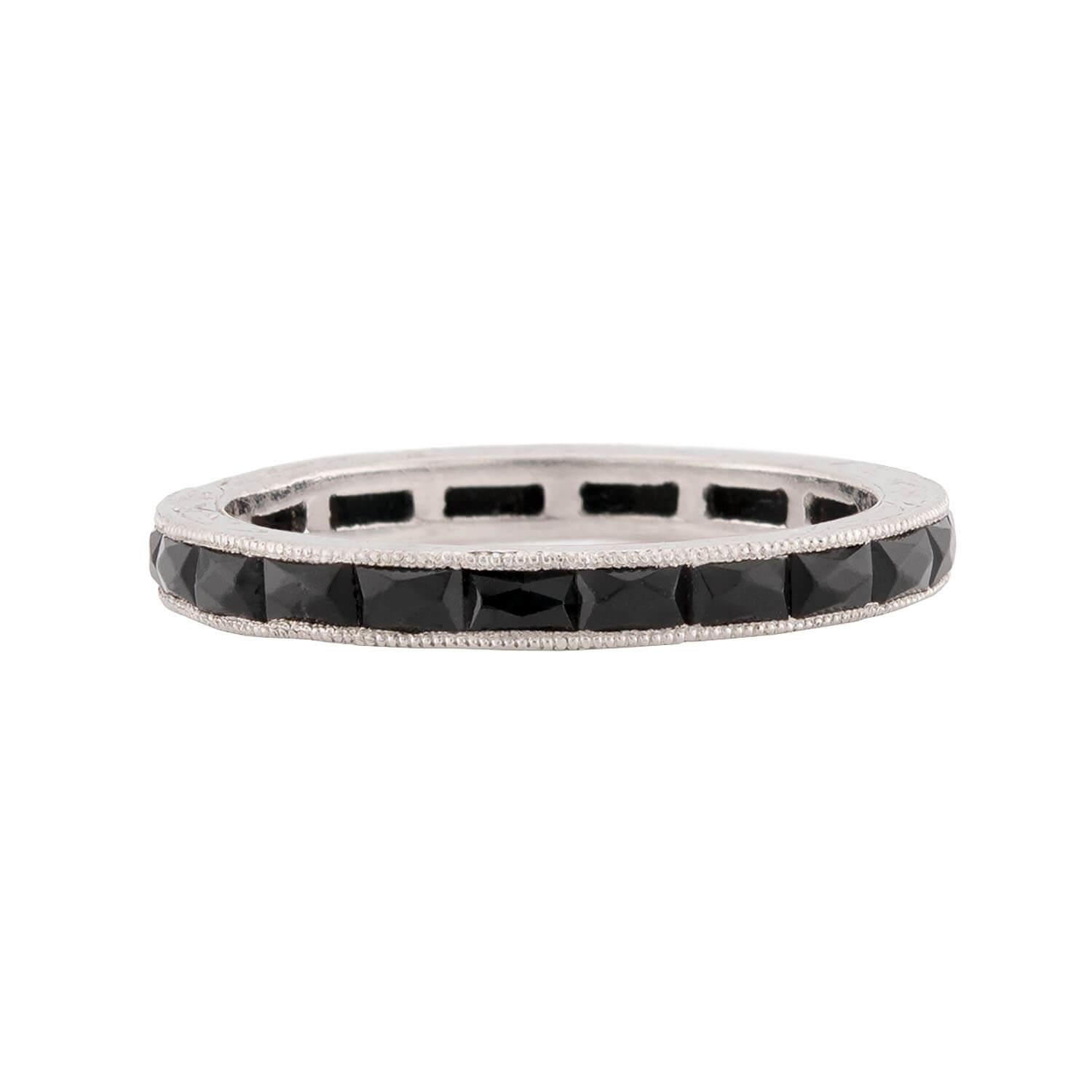 Art Deco Platinum Onyx Eternity Band