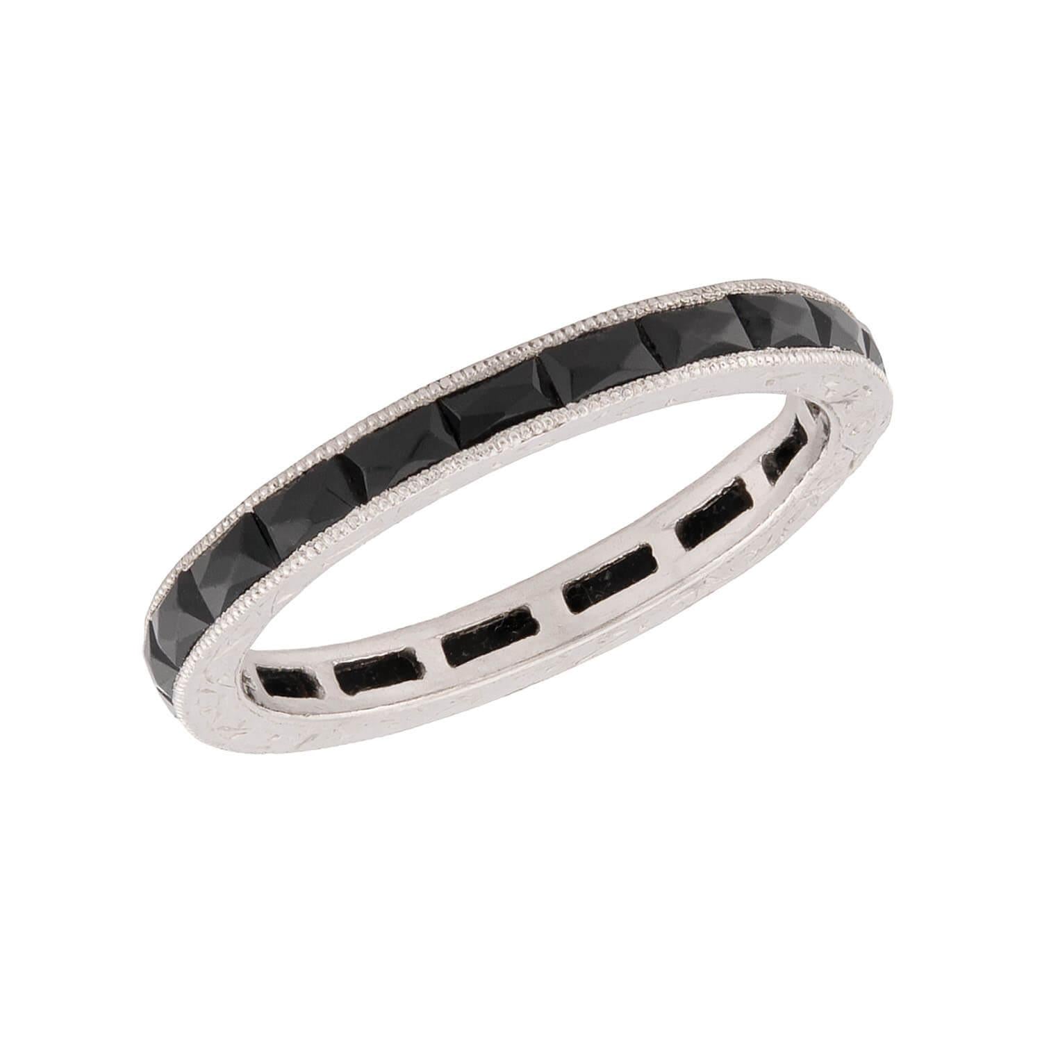 Art Deco Platinum Onyx Eternity Band
