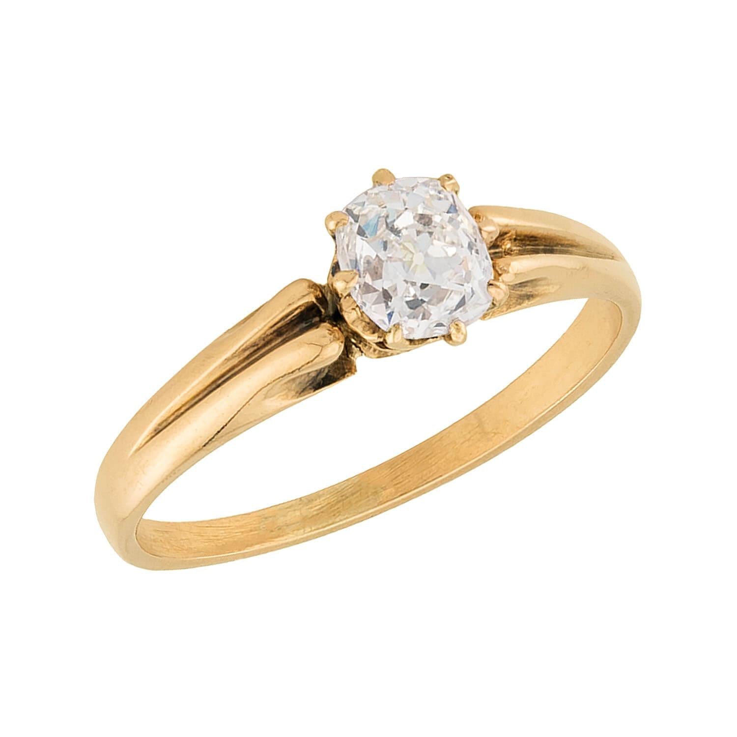 Victorian 14k Diamond Engagement Ring .72ct