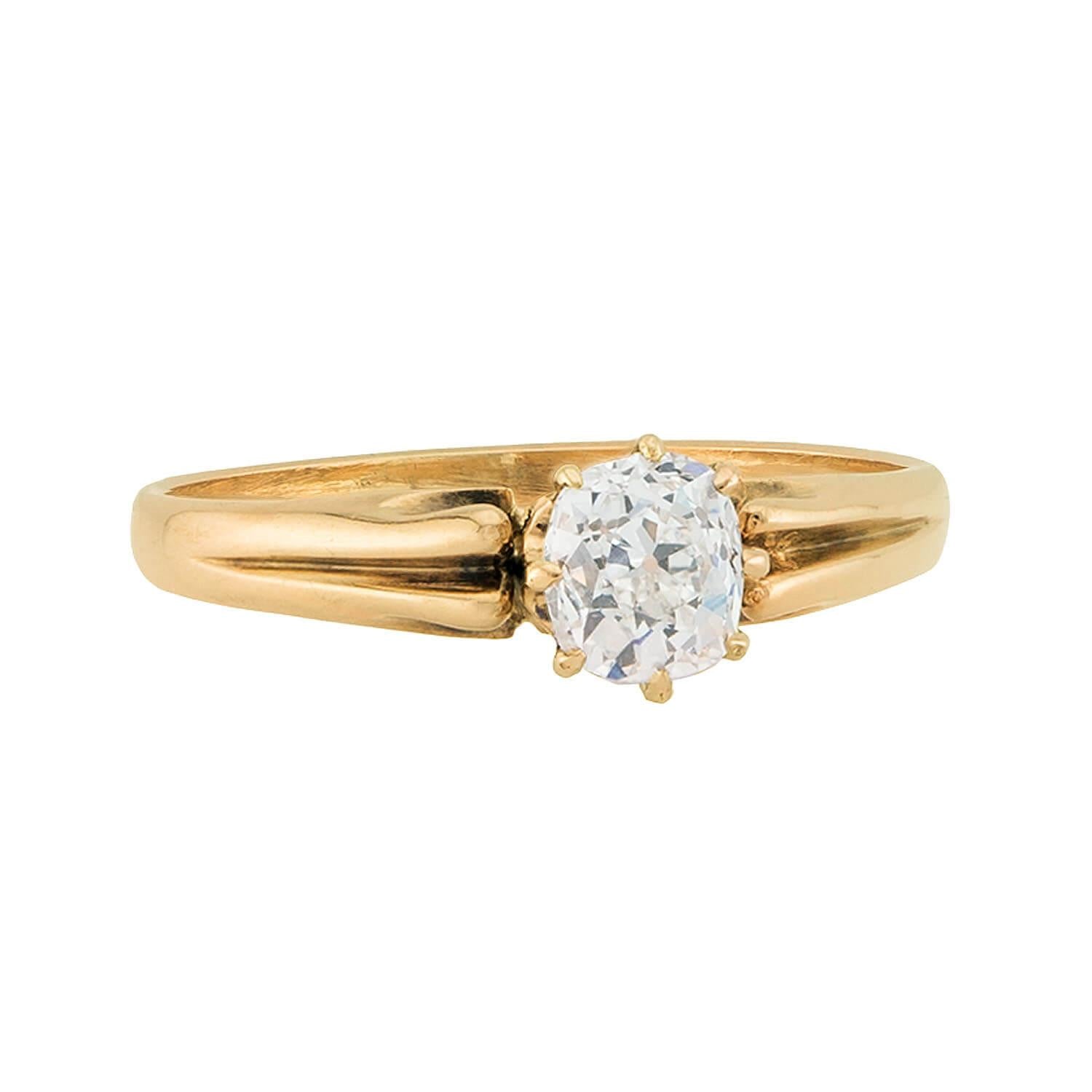 Victorian 14k Diamond Engagement Ring .72ct