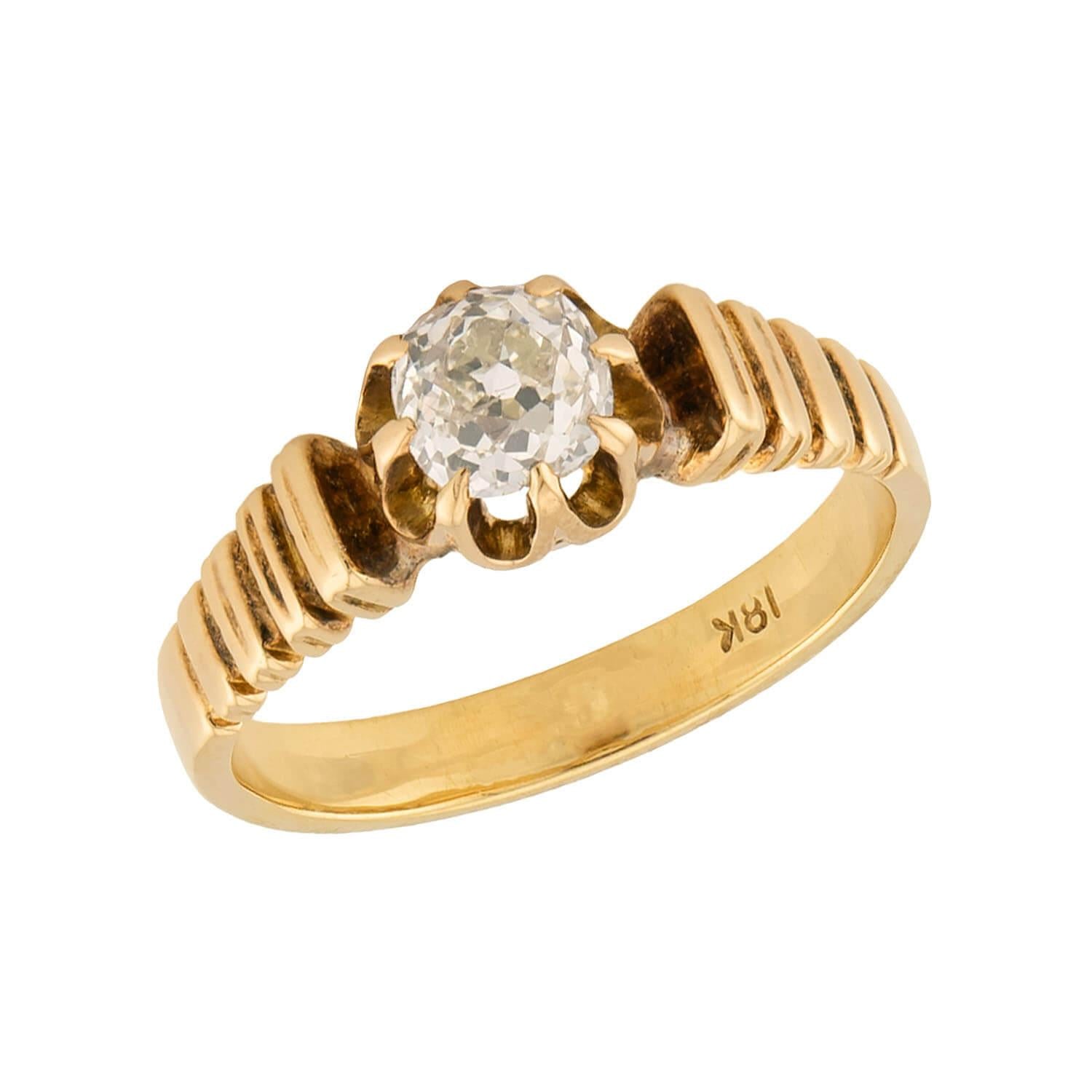 Victorian 18k Diamond Engagent Ring .85ct