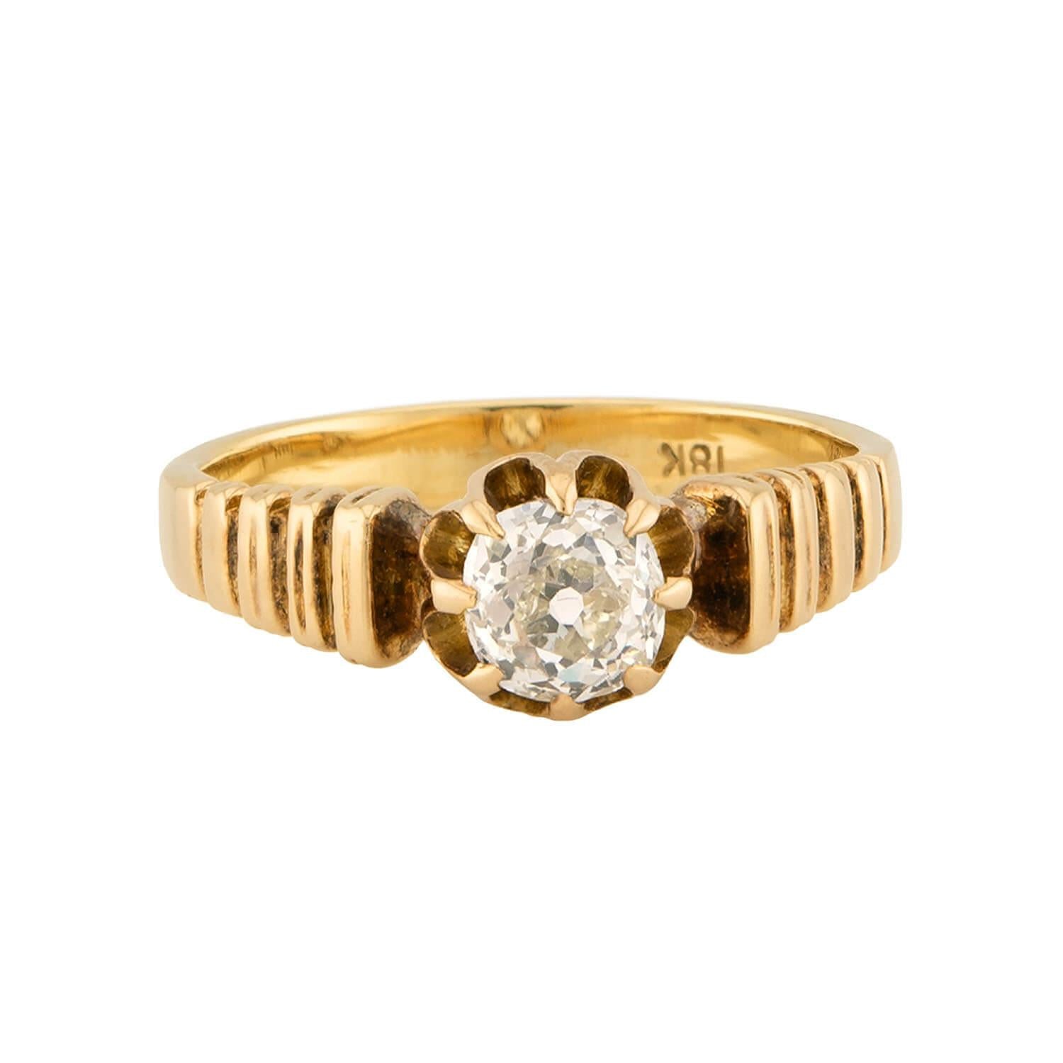 Victorian 18k Diamond Engagent Ring .85ct