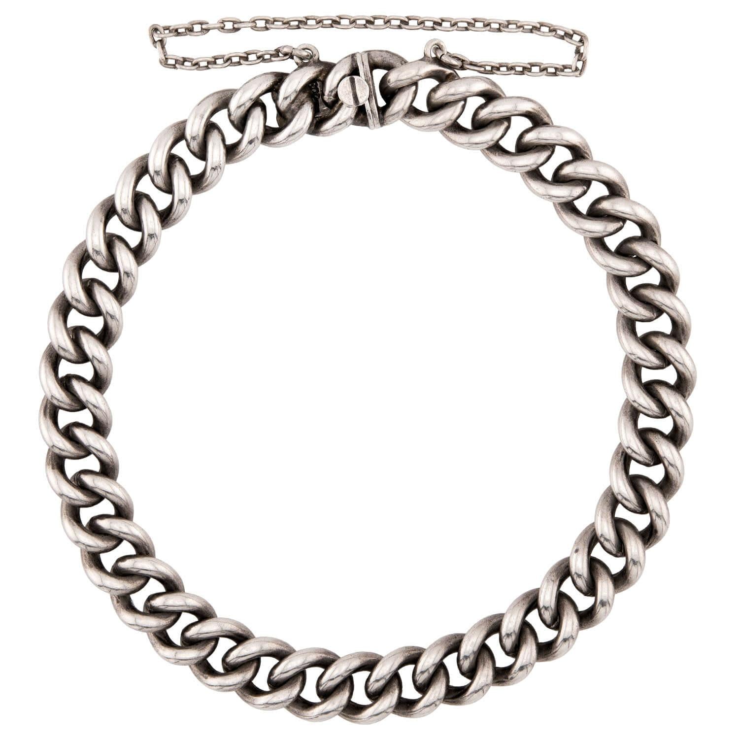 Victorian Sterling Silver Cuban Link Bracelet
